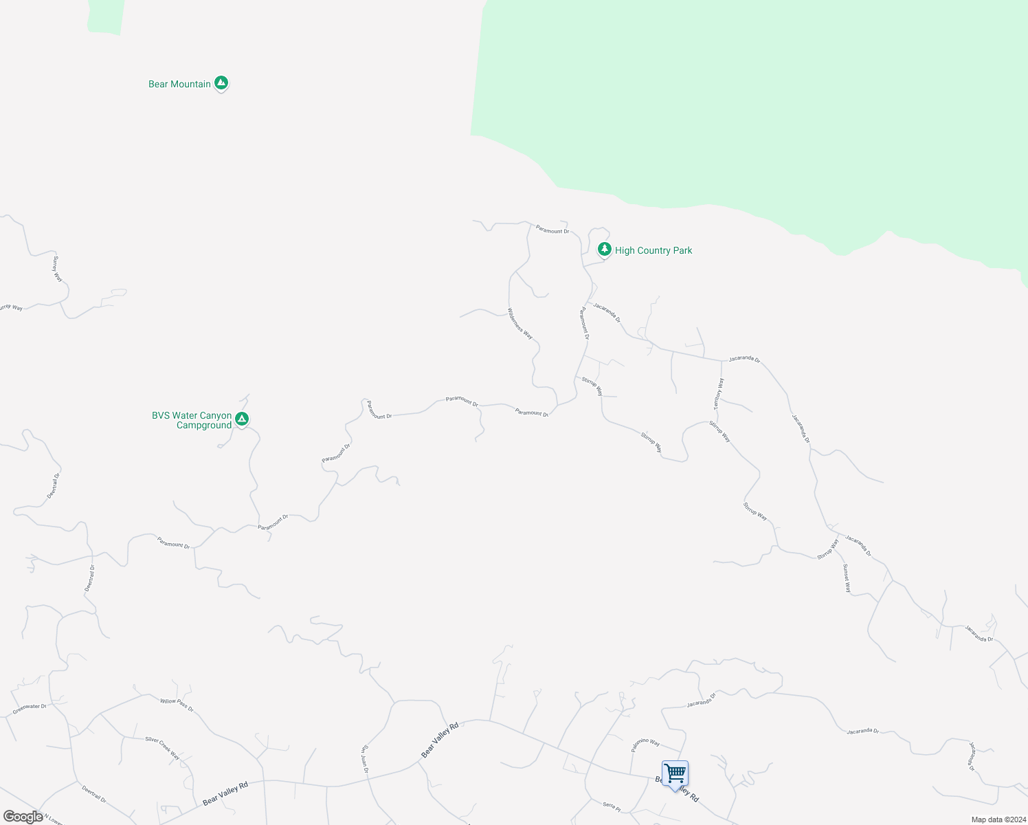map of restaurants, bars, coffee shops, grocery stores, and more near 25400 Paramount Drive in Tehachapi