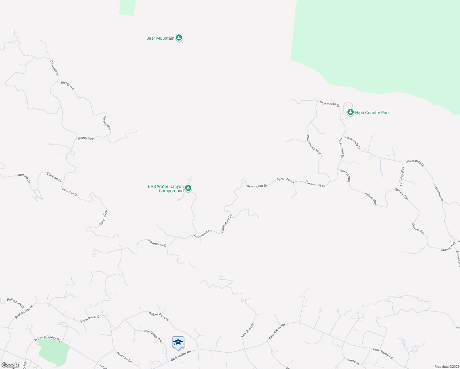 map of restaurants, bars, coffee shops, grocery stores, and more near 25201 Paramount Drive in Tehachapi