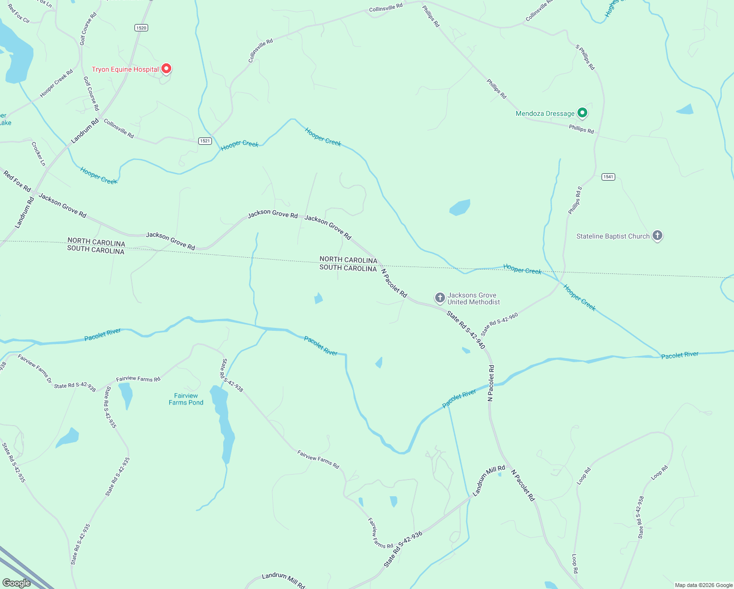 map of restaurants, bars, coffee shops, grocery stores, and more near 2921 North Pacolet Road in Landrum