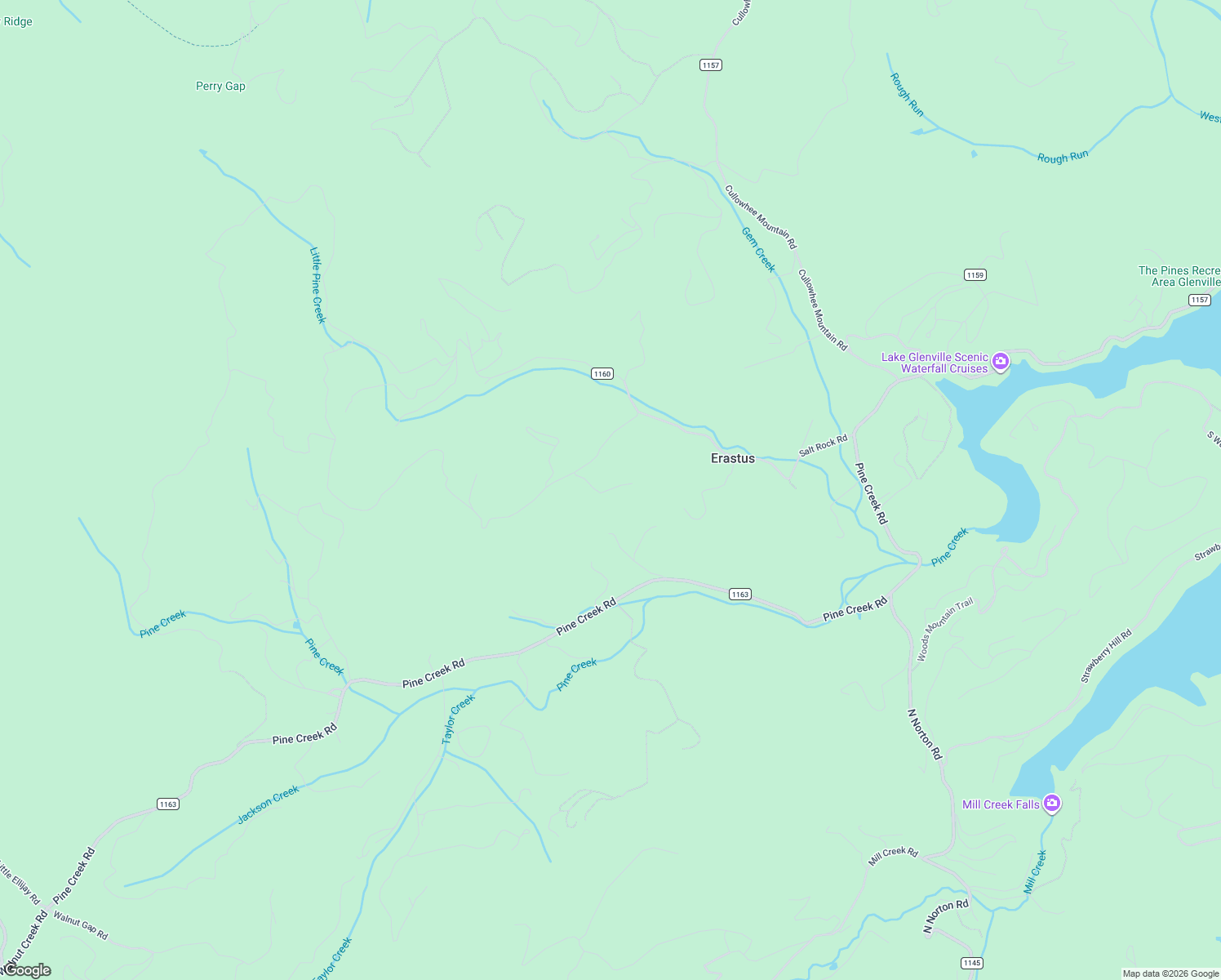 map of restaurants, bars, coffee shops, grocery stores, and more near 222 Notta Road in Cullowhee