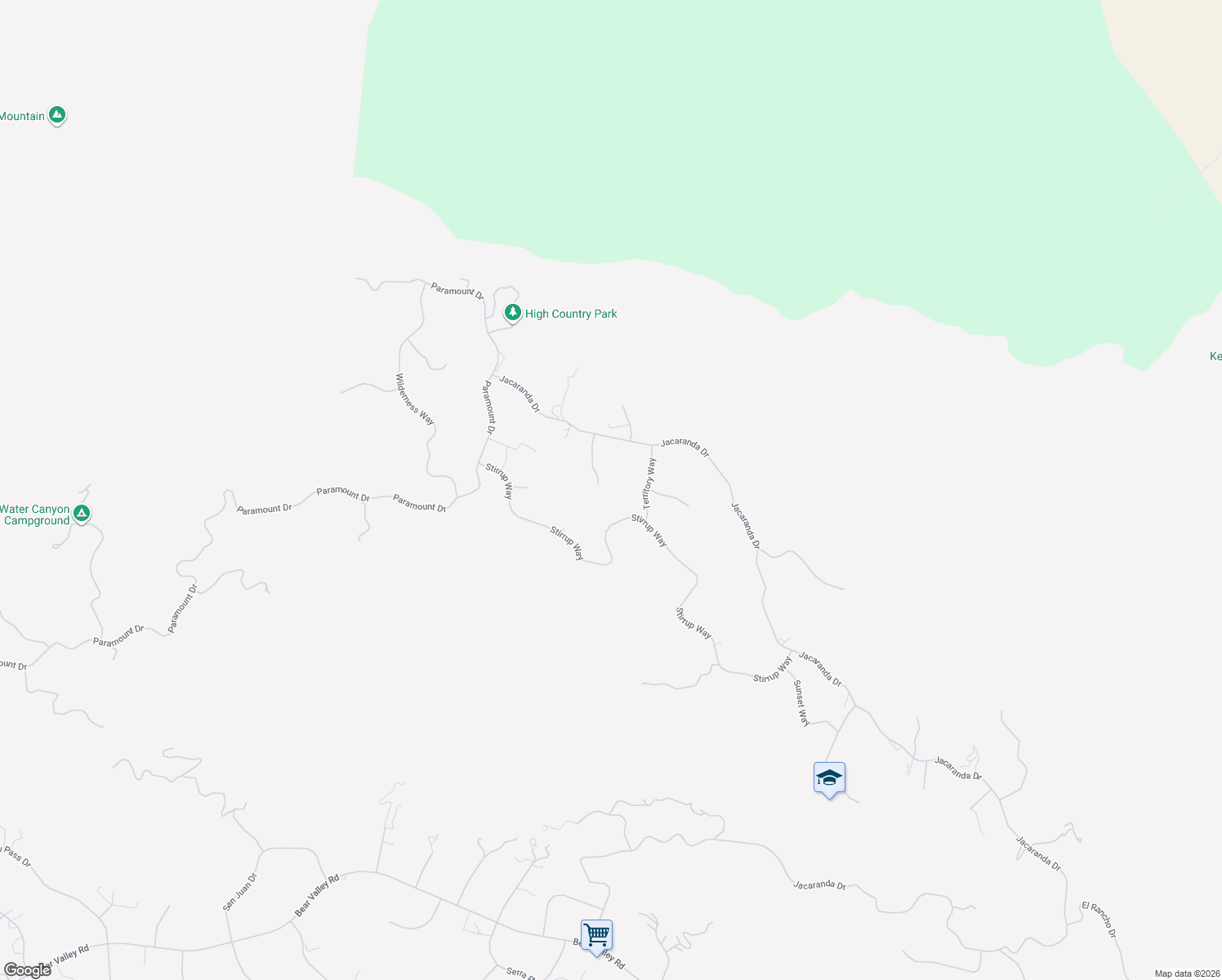 map of restaurants, bars, coffee shops, grocery stores, and more near 25540 High Rock Court in Tehachapi