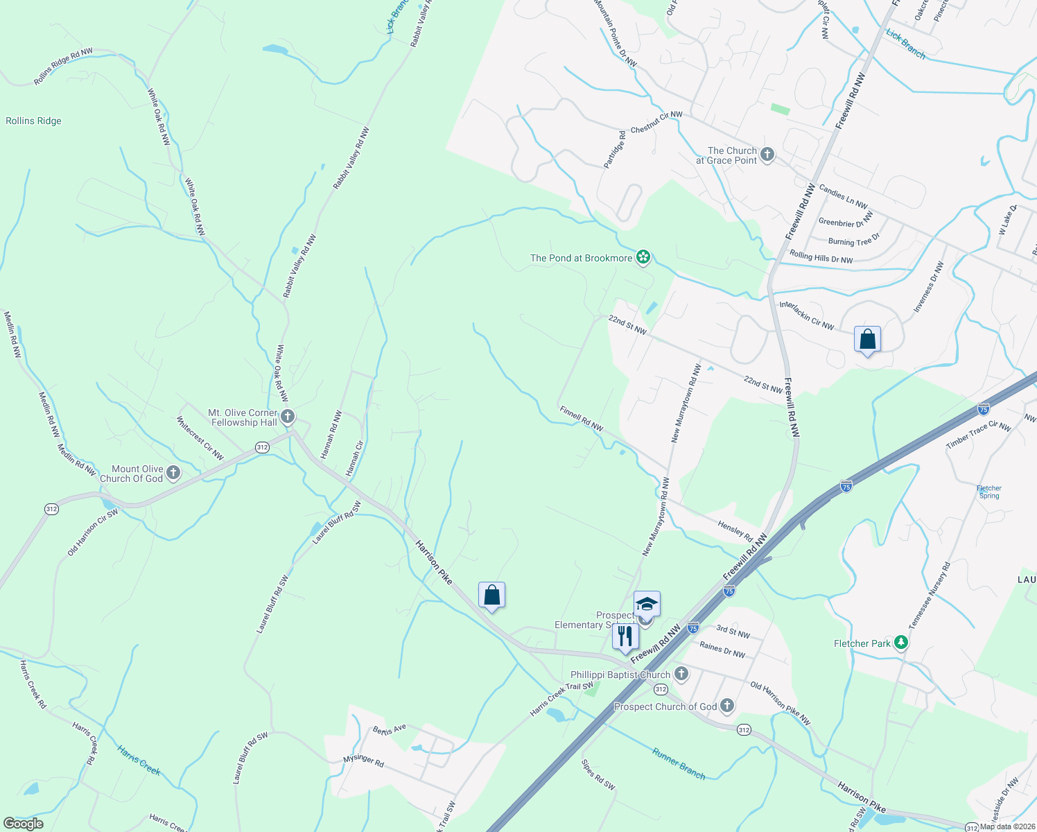 map of restaurants, bars, coffee shops, grocery stores, and more near 331 Finnell Road Northwest in Cleveland