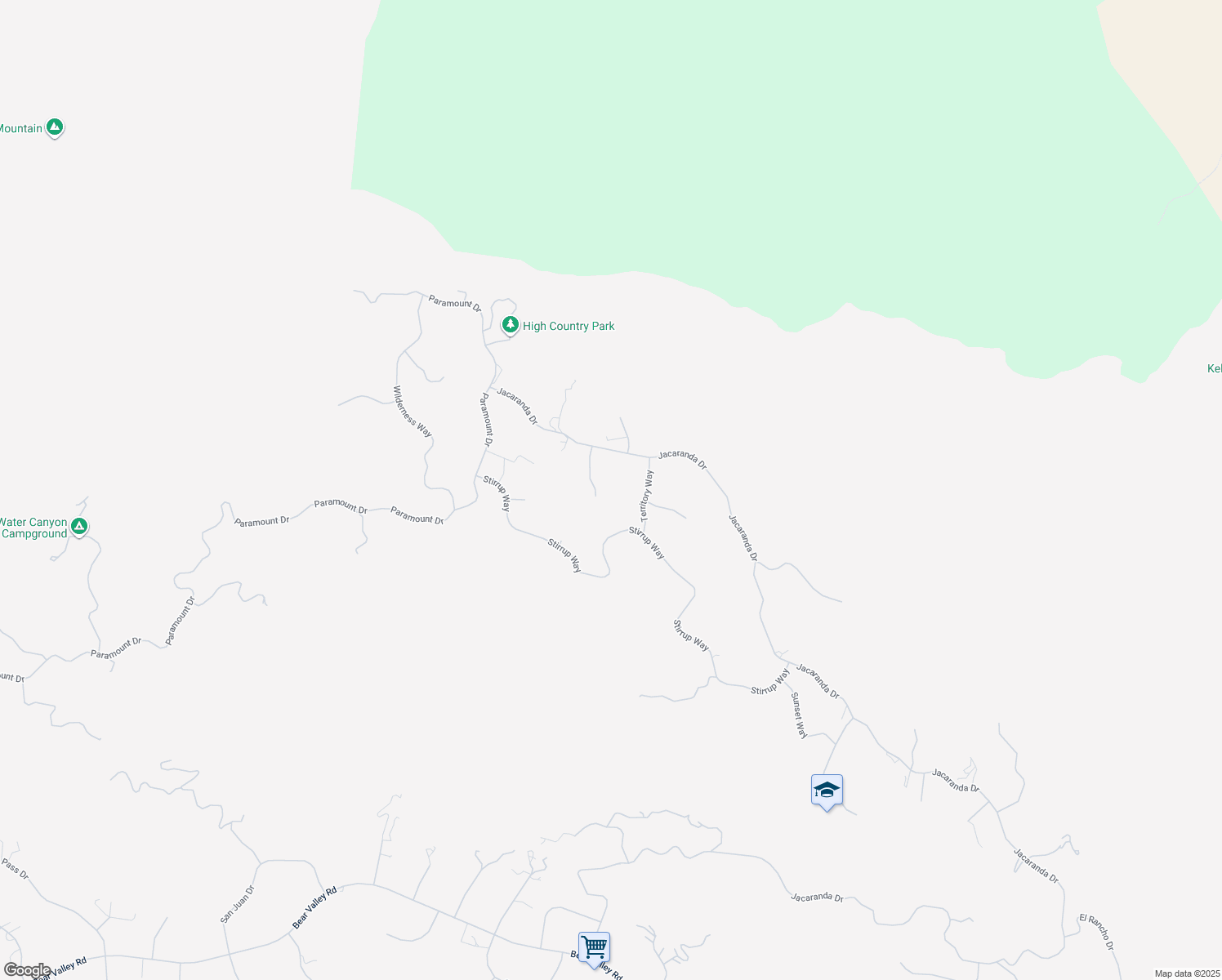 map of restaurants, bars, coffee shops, grocery stores, and more near 25600 High Rock Court in Tehachapi