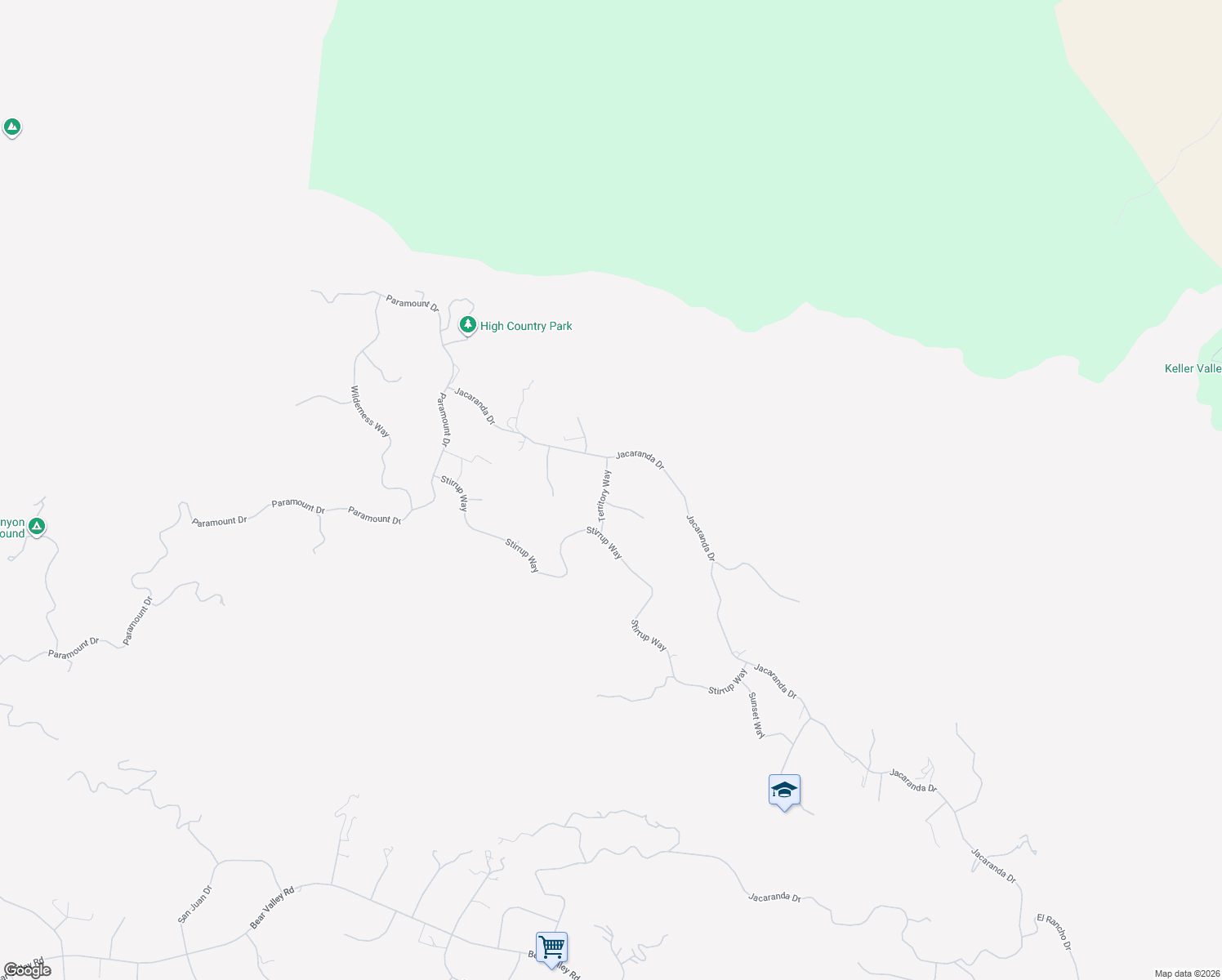 map of restaurants, bars, coffee shops, grocery stores, and more near 26801 Cabriolet Court in Tehachapi