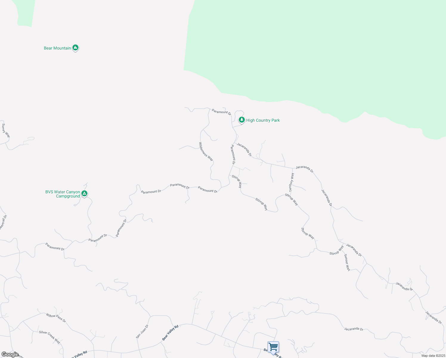 map of restaurants, bars, coffee shops, grocery stores, and more near 25501 Paramount Drive in Tehachapi