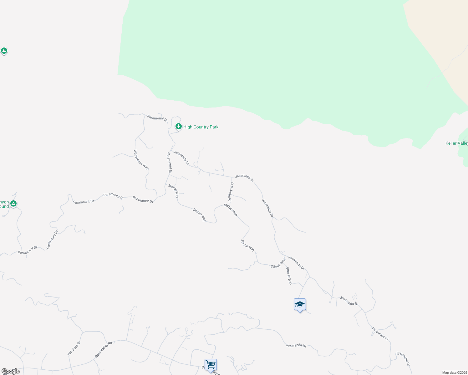 map of restaurants, bars, coffee shops, grocery stores, and more near 26801 Cabriolet Court in Tehachapi