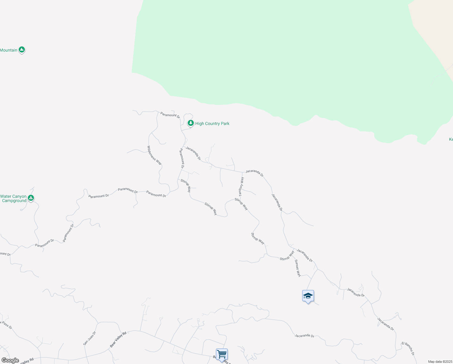 map of restaurants, bars, coffee shops, grocery stores, and more near 25600 High Rock Court in Tehachapi