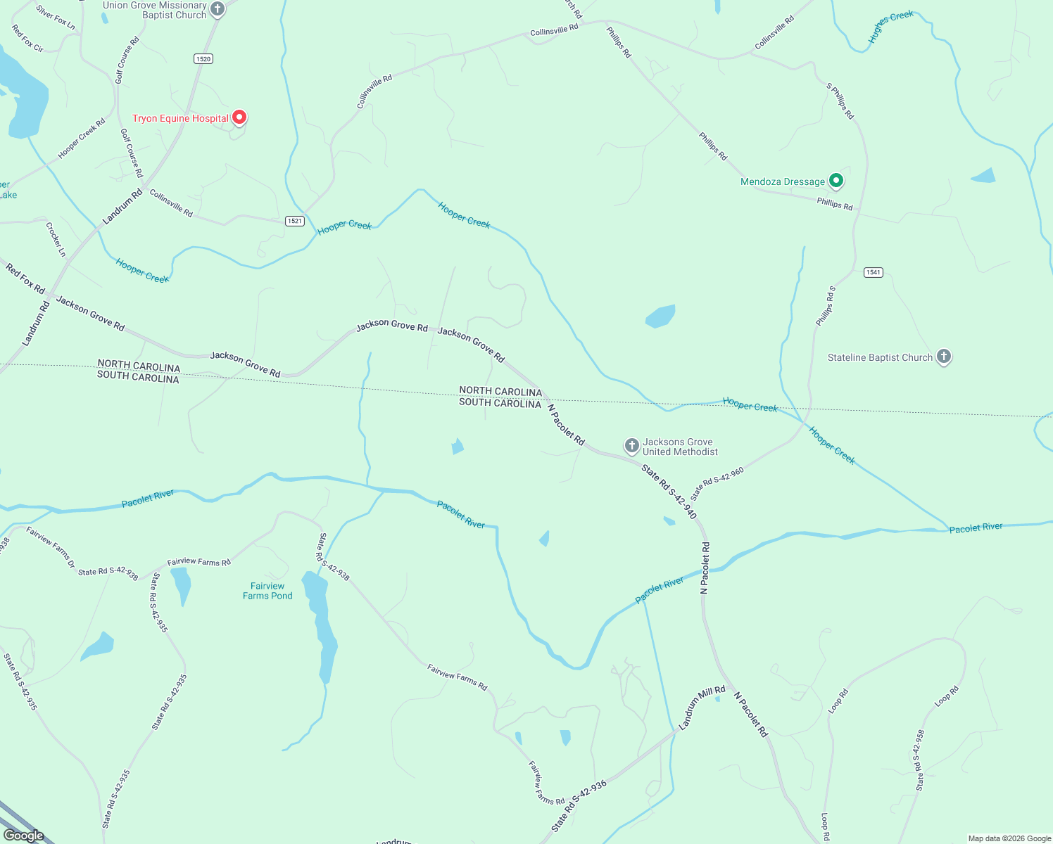 map of restaurants, bars, coffee shops, grocery stores, and more near 2921 North Pacolet Road in Landrum