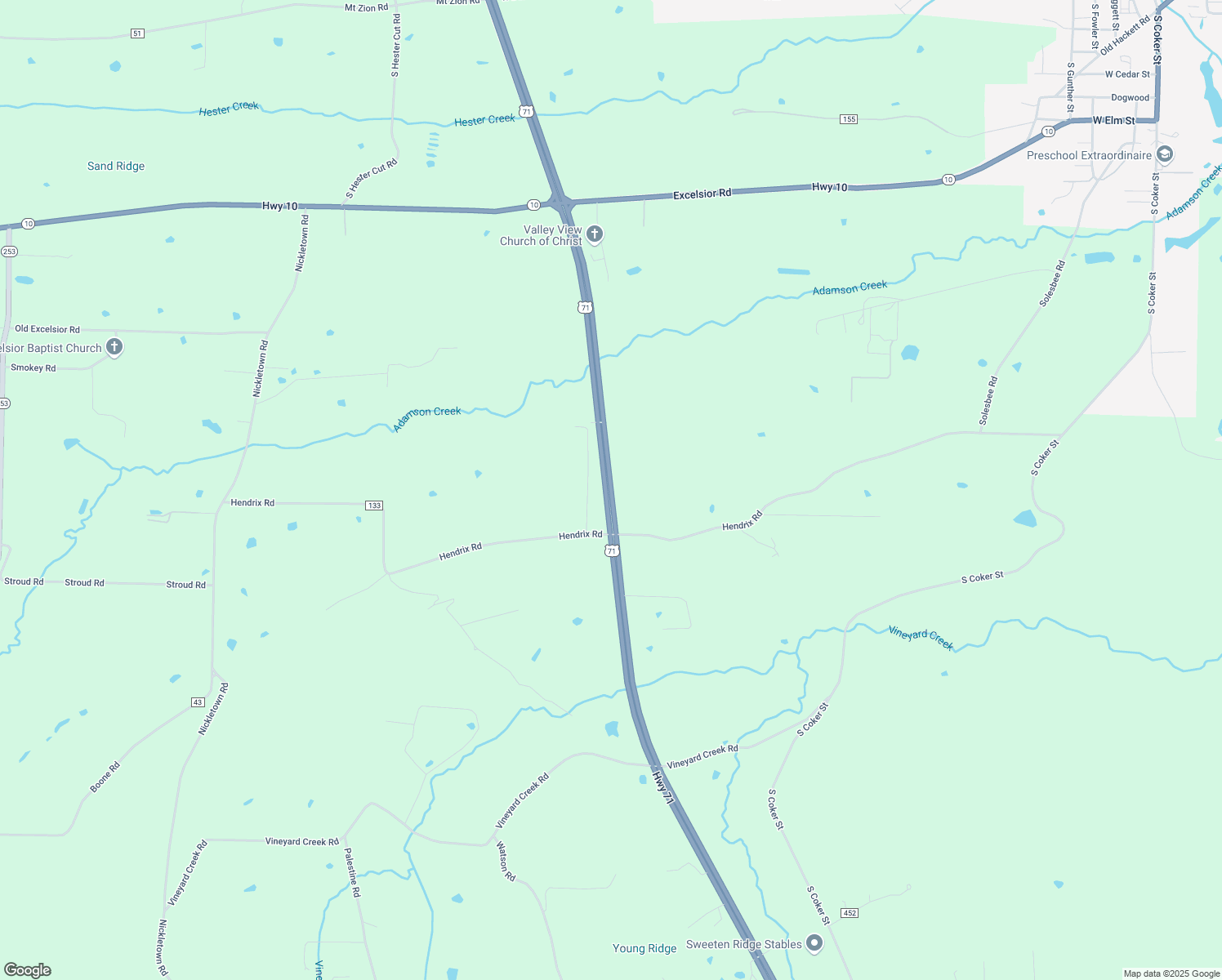 map of restaurants, bars, coffee shops, grocery stores, and more near U.S. 71 in Greenwood
