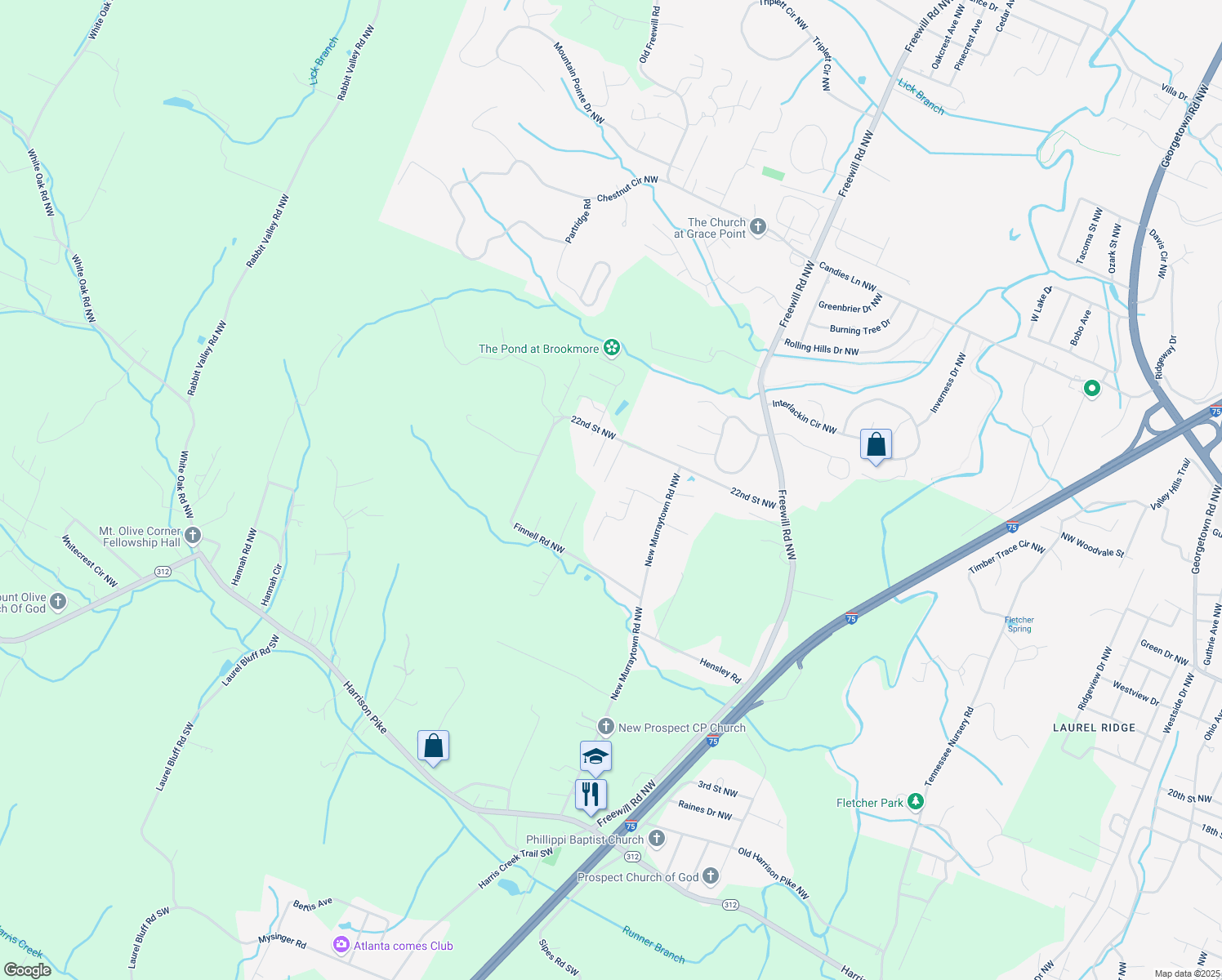 map of restaurants, bars, coffee shops, grocery stores, and more near 167 Northwest Woodberry Drive in Cleveland