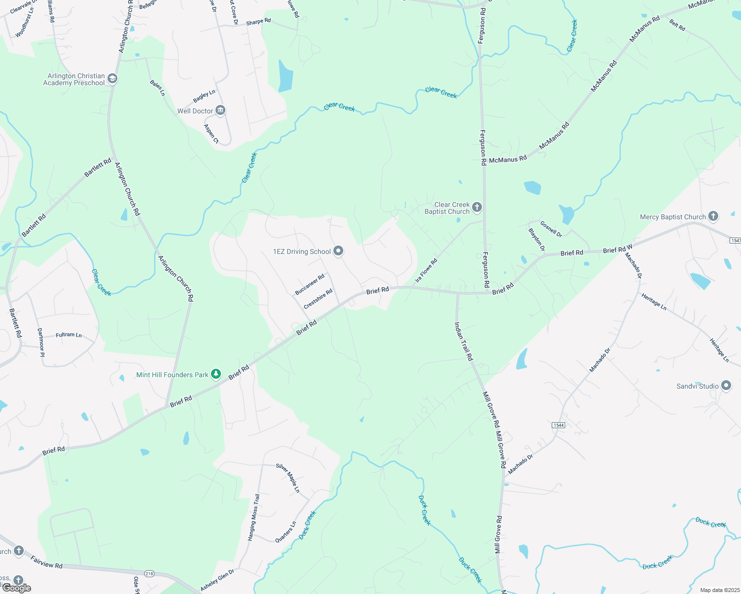 map of restaurants, bars, coffee shops, grocery stores, and more near 10600 Brief Road in Charlotte