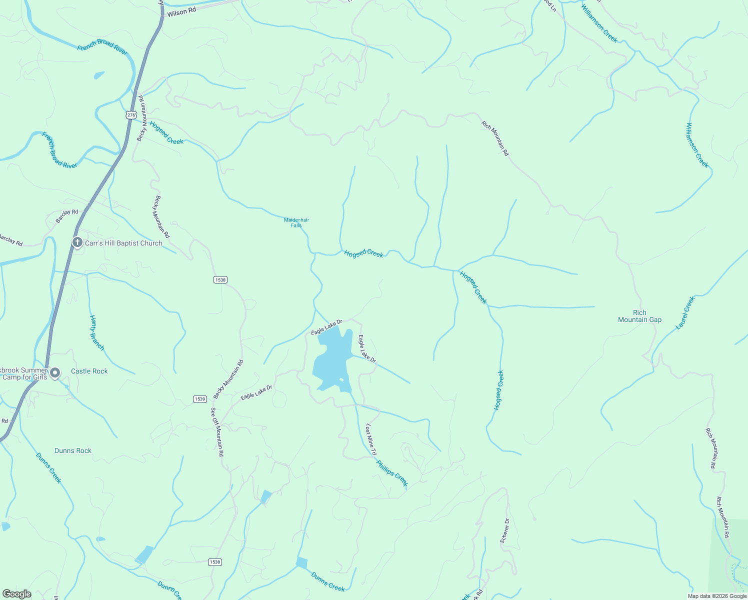 map of restaurants, bars, coffee shops, grocery stores, and more near 24 Warren Lane in Brevard