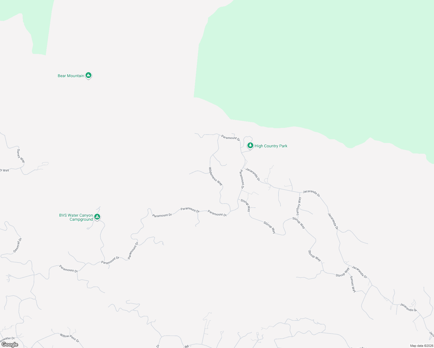 map of restaurants, bars, coffee shops, grocery stores, and more near 25840 Wilderness Way in Tehachapi
