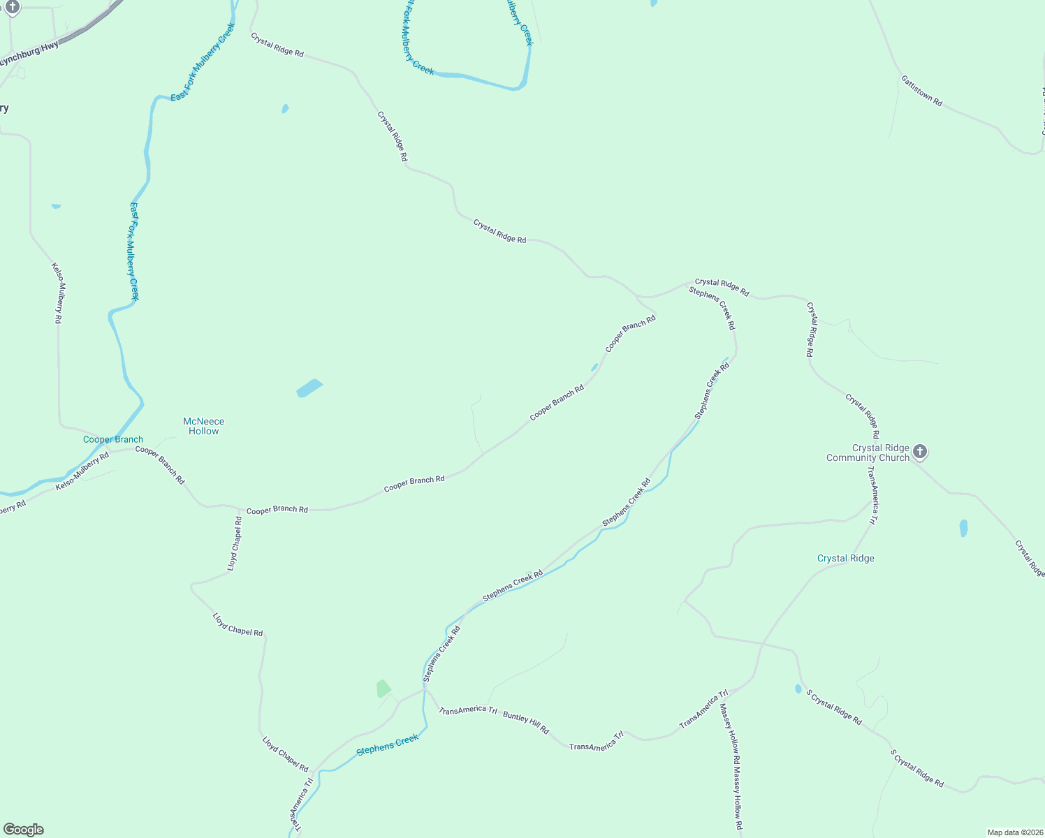 map of restaurants, bars, coffee shops, grocery stores, and more near 164 Cooper Branch Road in Mulberry