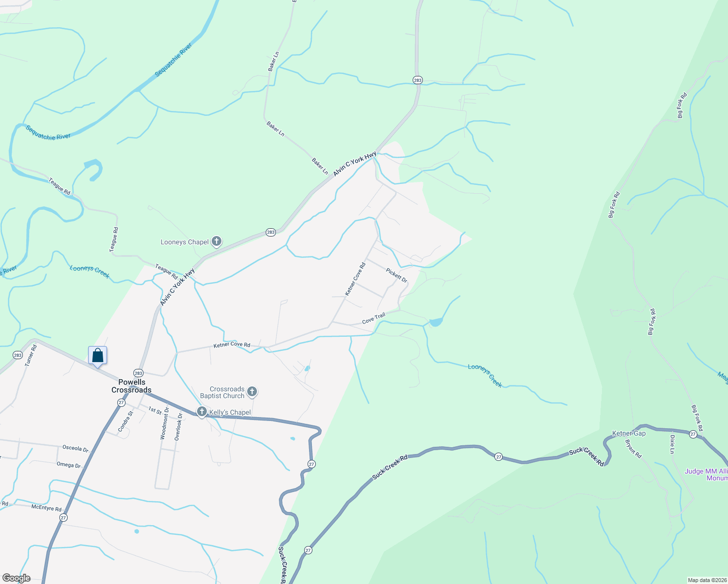 map of restaurants, bars, coffee shops, grocery stores, and more near 164 Ridgeside Drive in Whitwell
