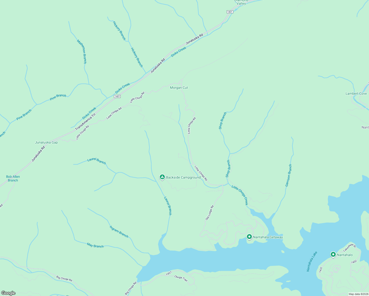 map of restaurants, bars, coffee shops, grocery stores, and more near 2501 Little Choga Road in Topton