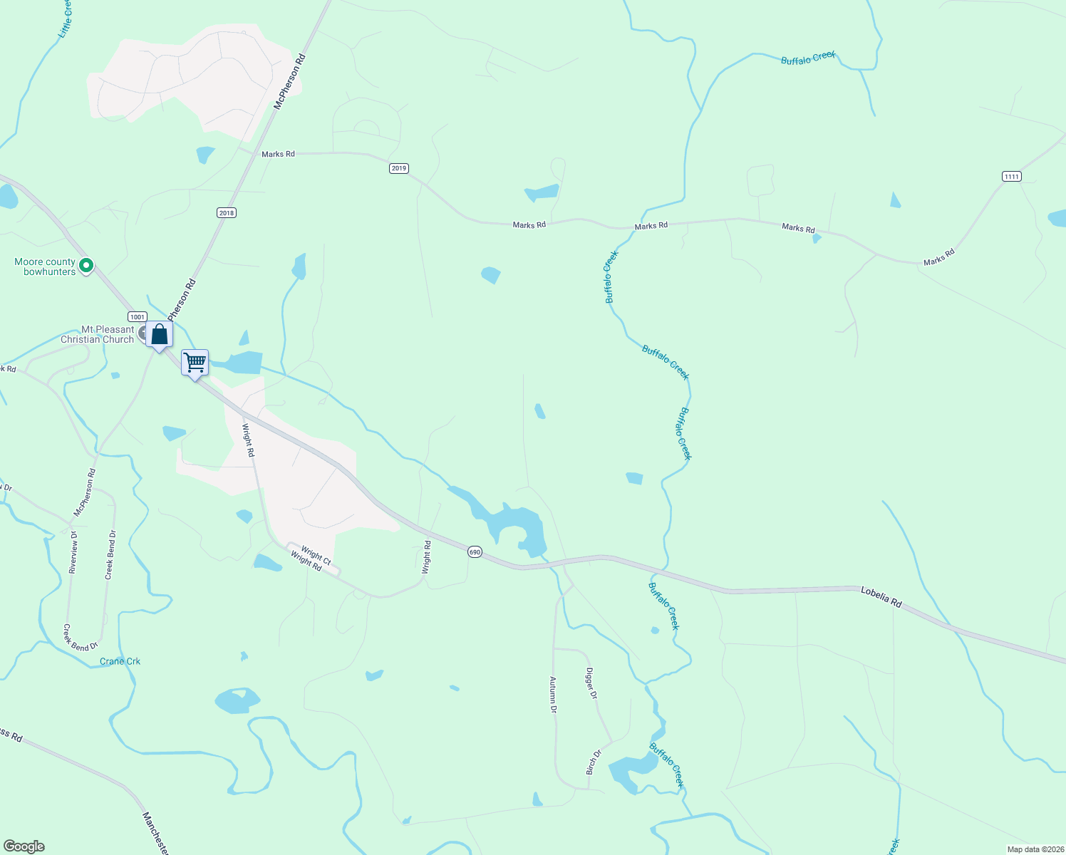 map of restaurants, bars, coffee shops, grocery stores, and more near 206 Eddie M Ln in Vass