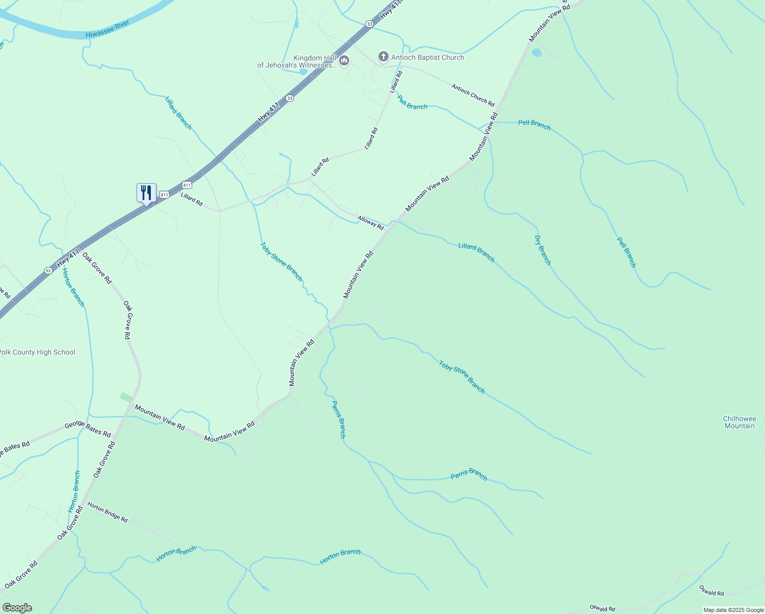map of restaurants, bars, coffee shops, grocery stores, and more near 662 Mountain View Road in Benton