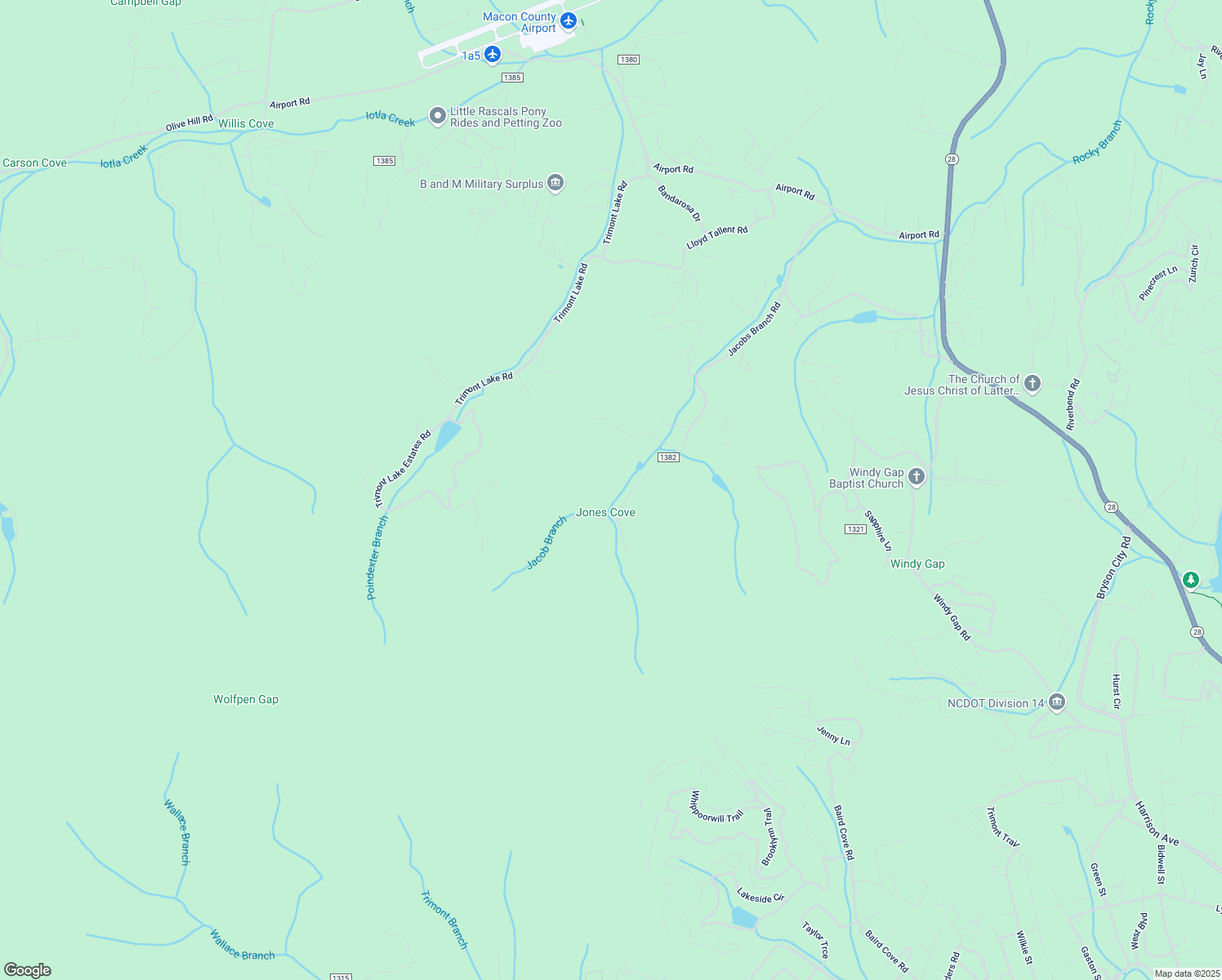 map of restaurants, bars, coffee shops, grocery stores, and more near 1119 Jacobs Branch Road in Franklin