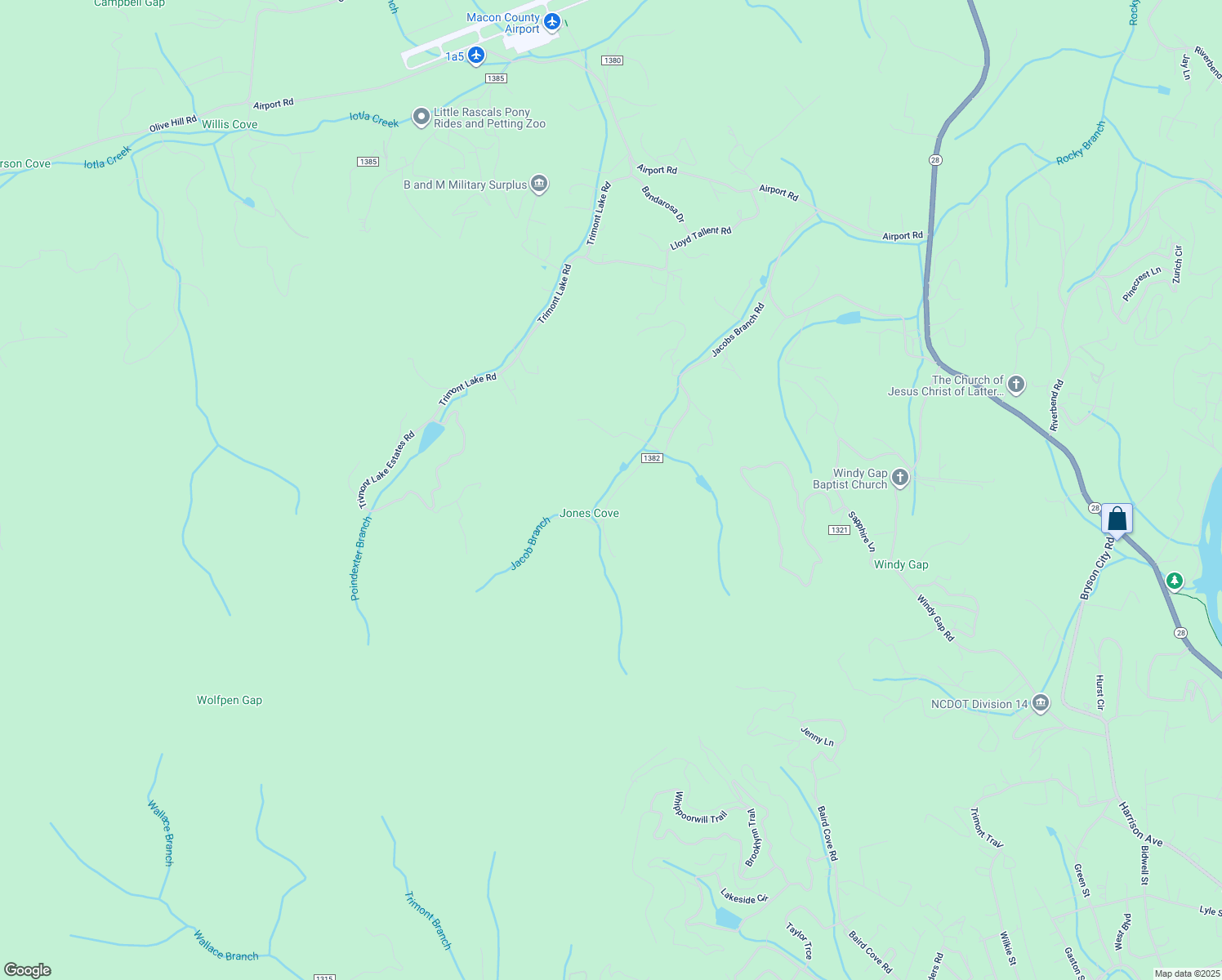map of restaurants, bars, coffee shops, grocery stores, and more near 1119 Jacobs Branch Road in Franklin