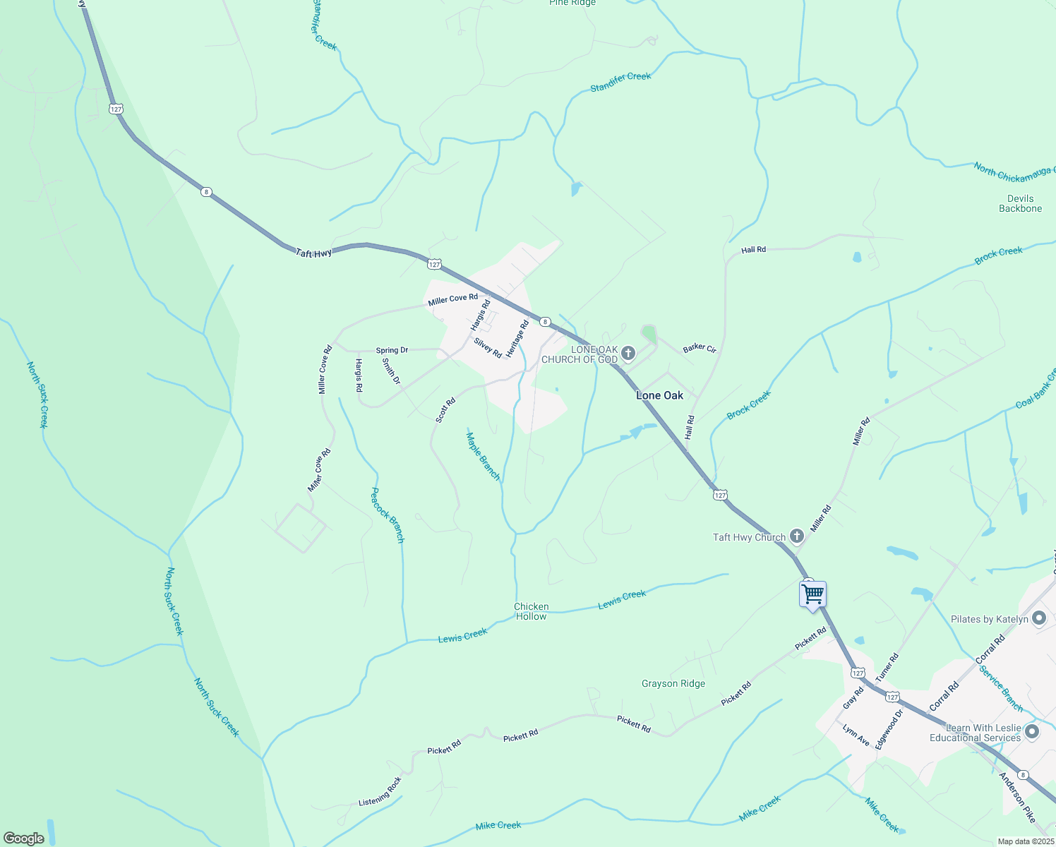 map of restaurants, bars, coffee shops, grocery stores, and more near 350 Swanger Road in Signal Mountain