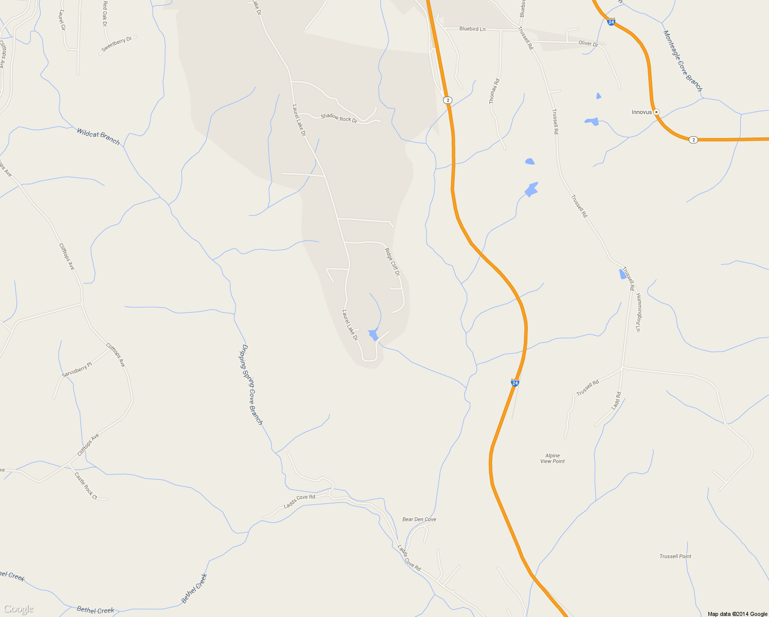 map of restaurants, bars, coffee shops, grocery stores, and more near 1835 Ridge Cliff Drive in Monteagle