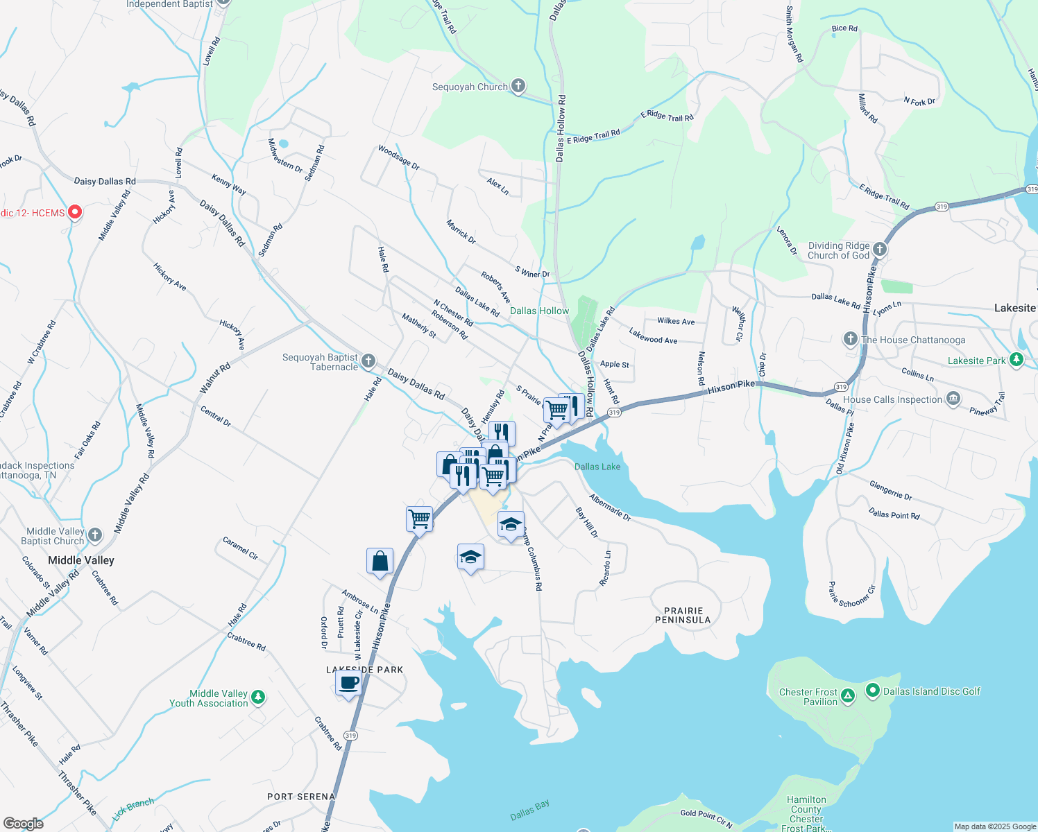 map of restaurants, bars, coffee shops, grocery stores, and more near 1842 Snoopy Lane in Hamilton