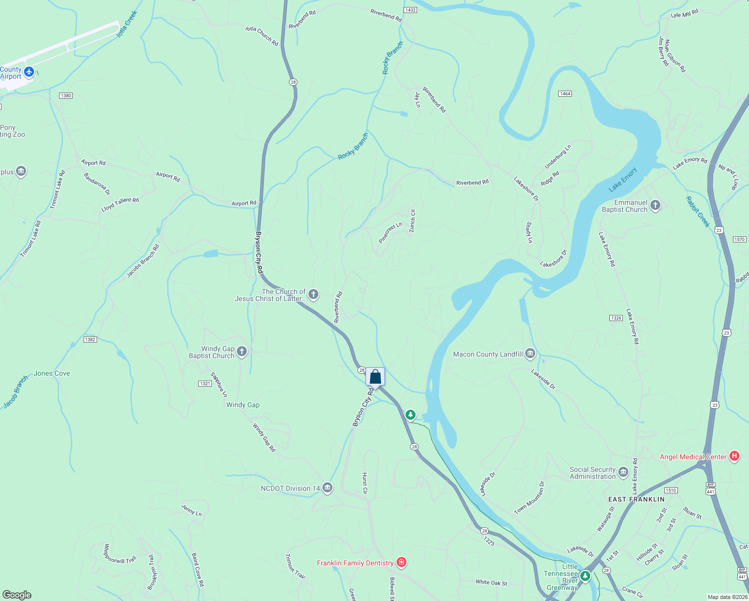 map of restaurants, bars, coffee shops, grocery stores, and more near 199 Rolling Acres Trail in Franklin