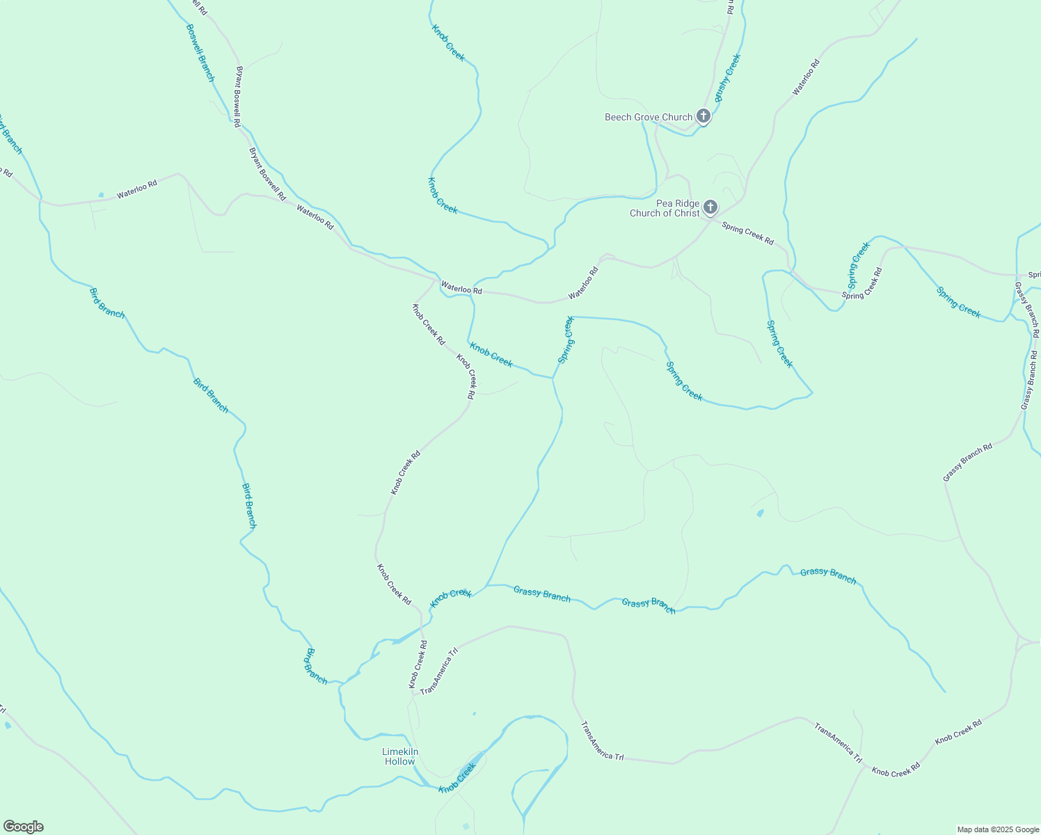 map of restaurants, bars, coffee shops, grocery stores, and more near 5191 Knob Creek Road in Westpoint