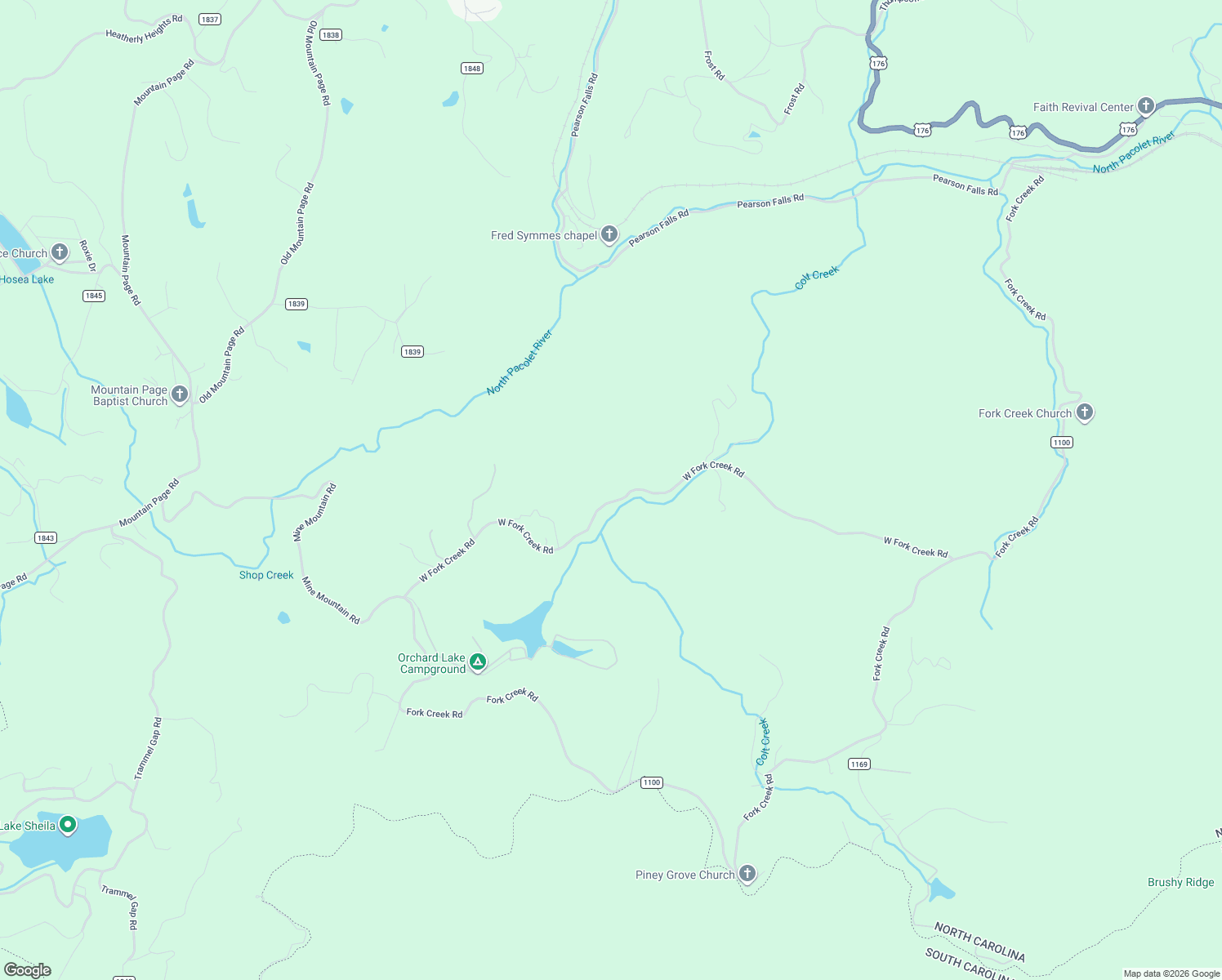 map of restaurants, bars, coffee shops, grocery stores, and more near 1196 West Fork Creek Road in Saluda