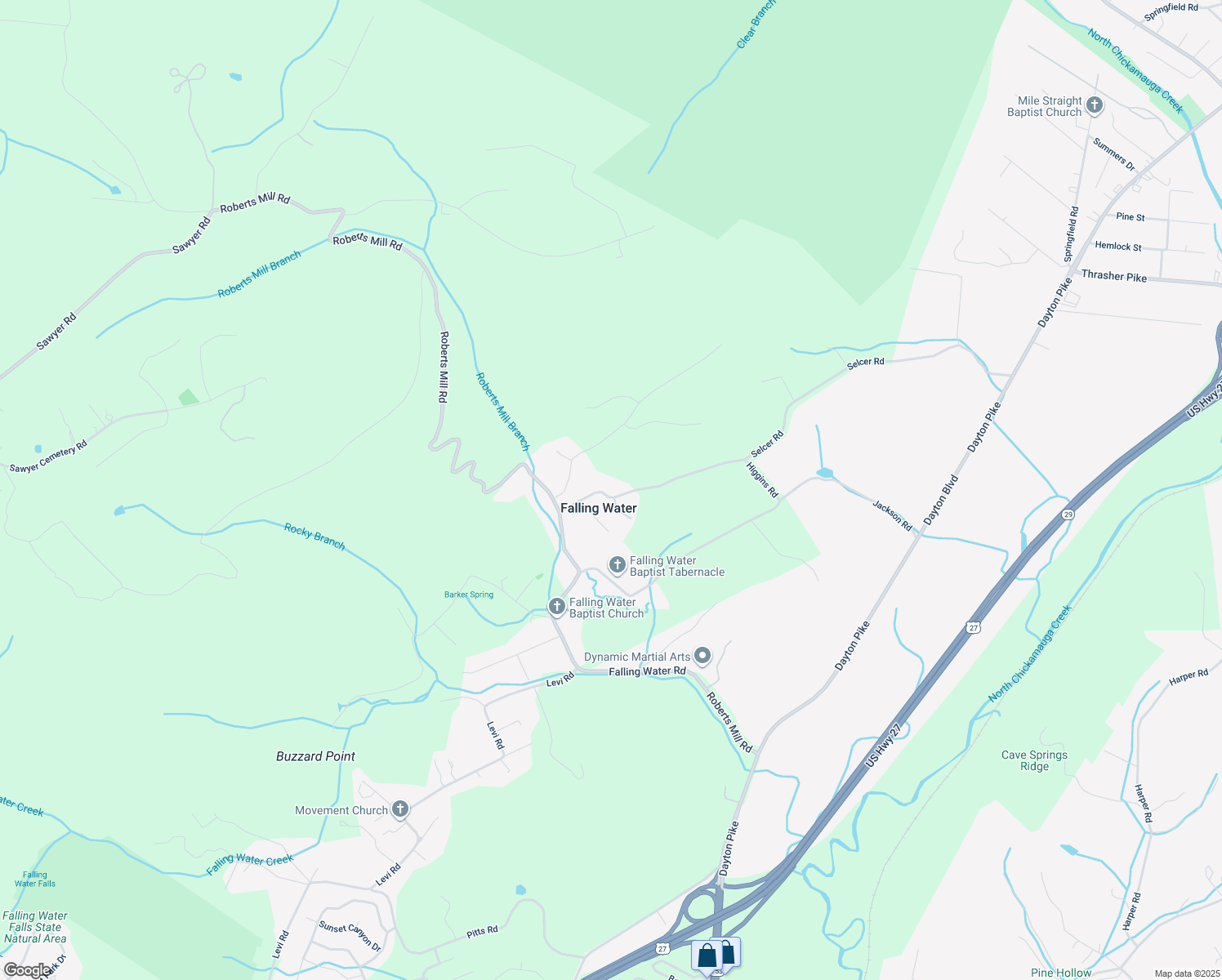map of restaurants, bars, coffee shops, grocery stores, and more near 7625 Selcer Road in Hamilton County