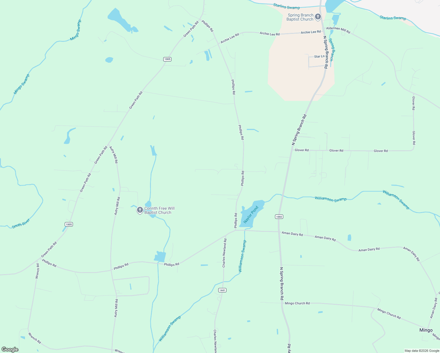 map of restaurants, bars, coffee shops, grocery stores, and more near 1454 Phillips Road in Dunn