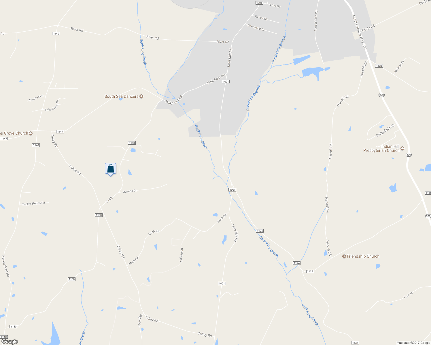 map of restaurants, bars, coffee shops, grocery stores, and more near 8415 Love Mill Road in Stanfield