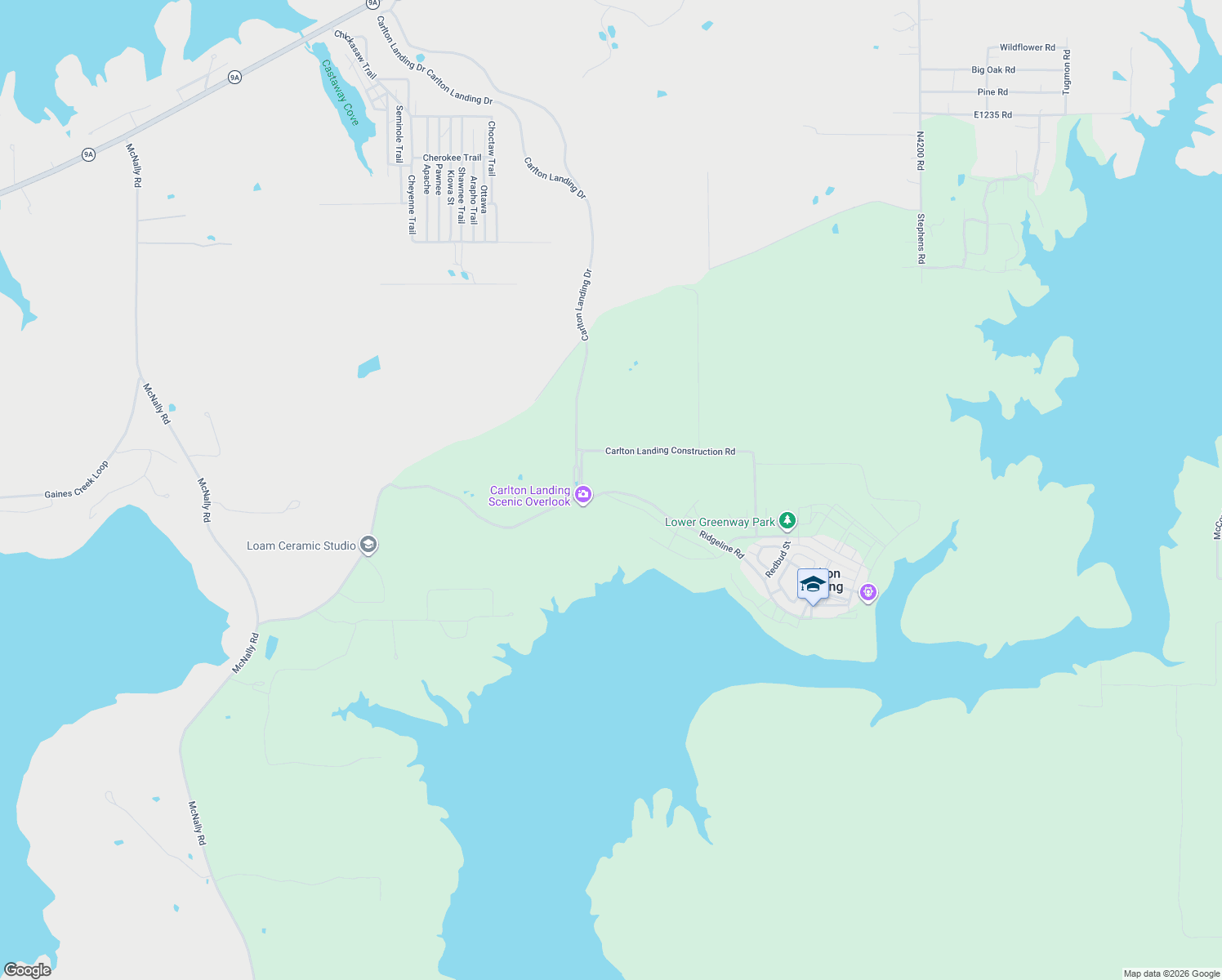 map of restaurants, bars, coffee shops, grocery stores, and more near Carlton Landing Drive in Canadian
