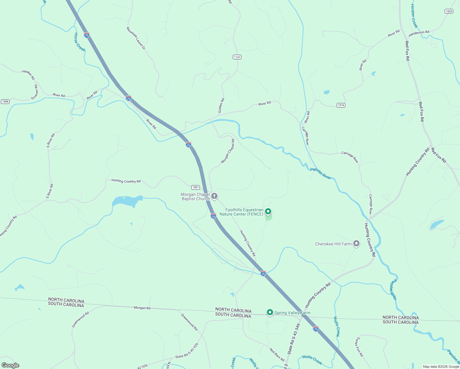 map of restaurants, bars, coffee shops, grocery stores, and more near 95 Winterset Trail in Tryon