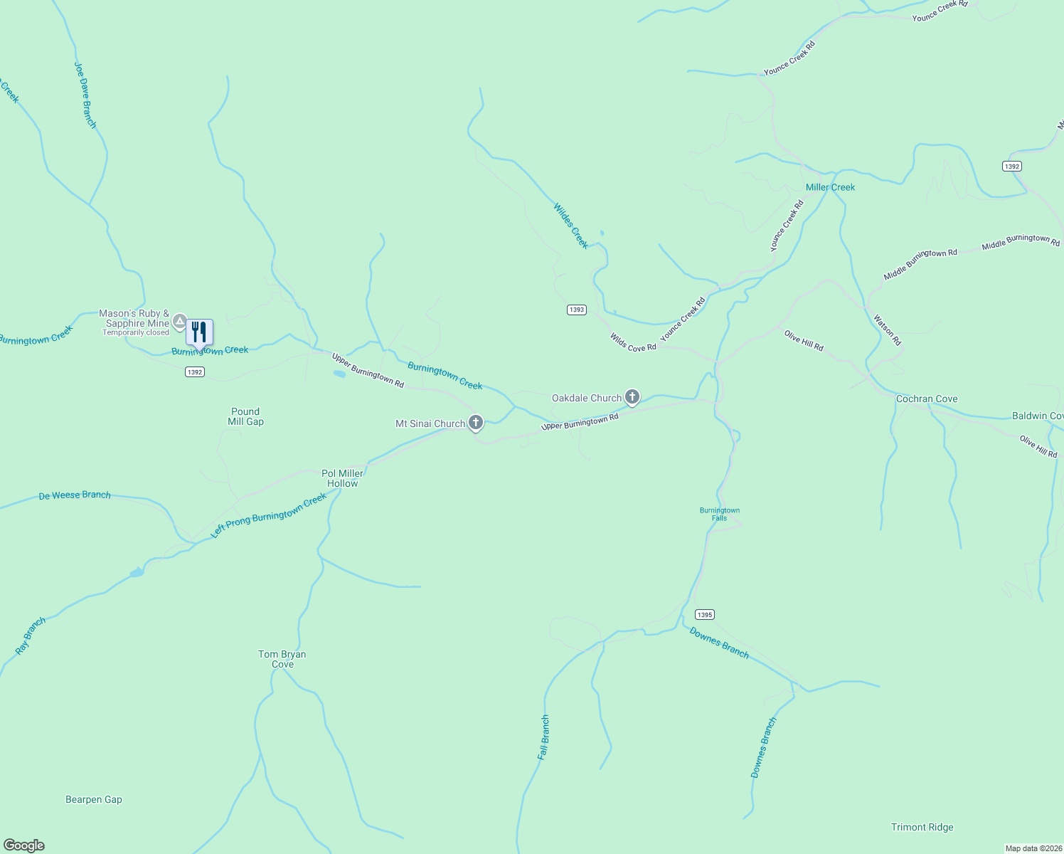 map of restaurants, bars, coffee shops, grocery stores, and more near 5650 Upper Burningtown Road in Franklin