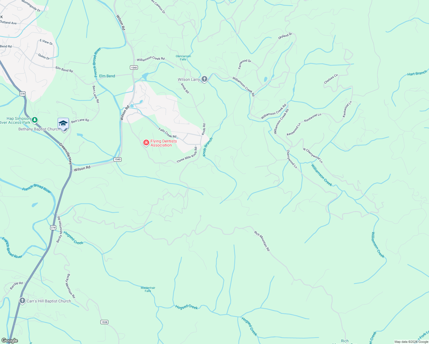 map of restaurants, bars, coffee shops, grocery stores, and more near 266 Double Falls Road in Pisgah Forest