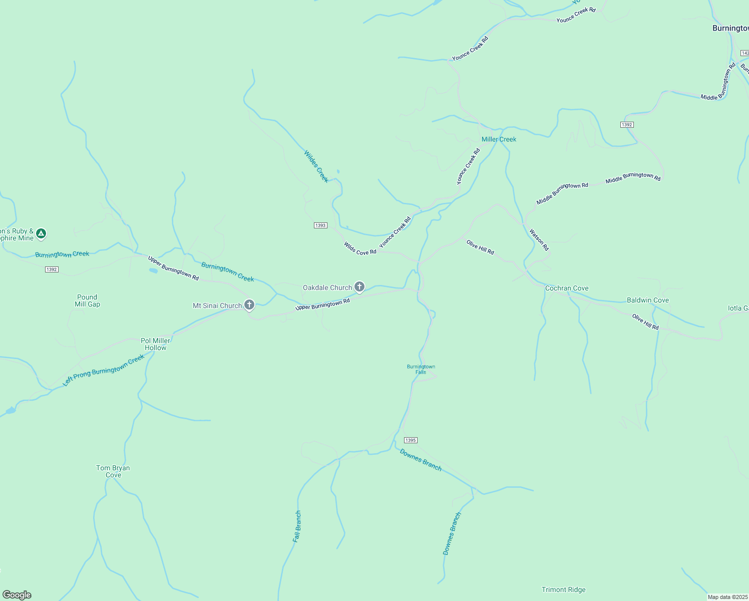 map of restaurants, bars, coffee shops, grocery stores, and more near 5190 Upper Burningtown Road in Franklin