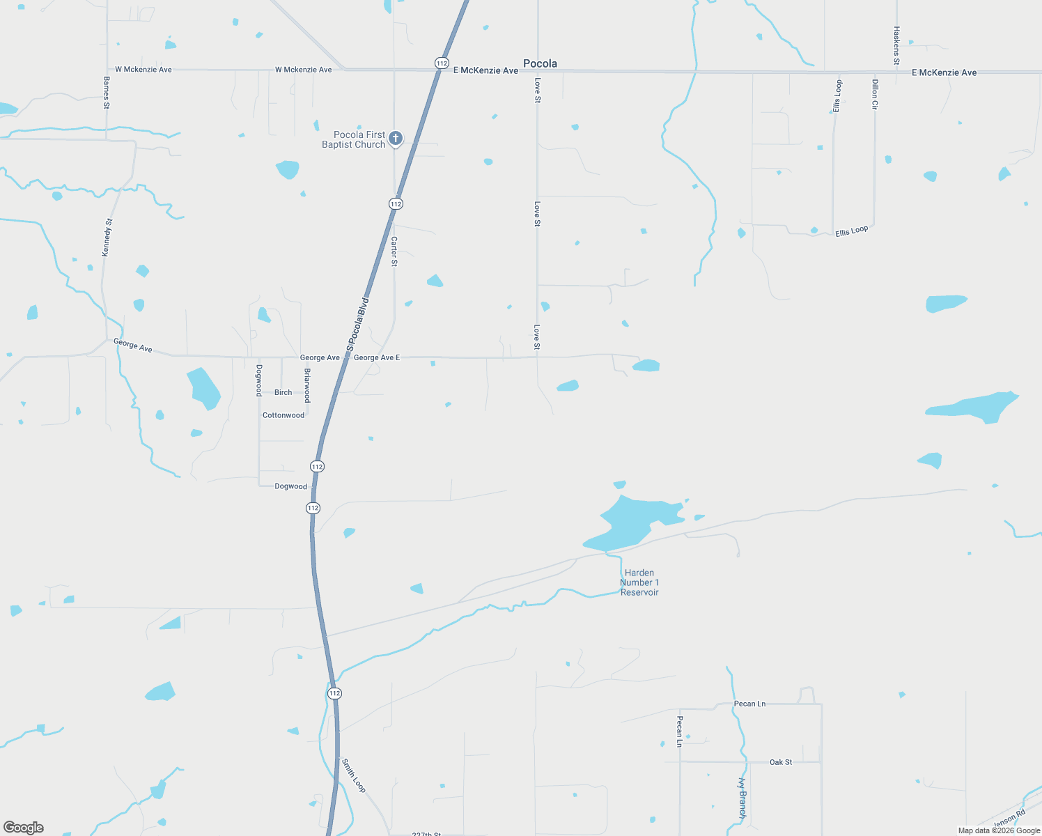 map of restaurants, bars, coffee shops, grocery stores, and more near 103 George Avenue East in Pocola