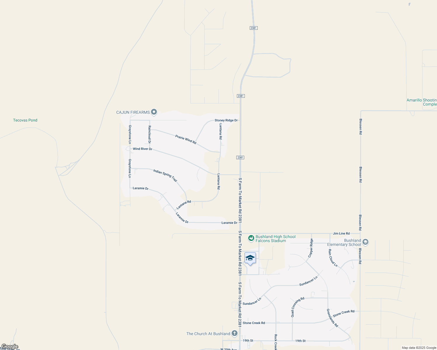 map of restaurants, bars, coffee shops, grocery stores, and more near 19300 Wind River Drive in Bushland