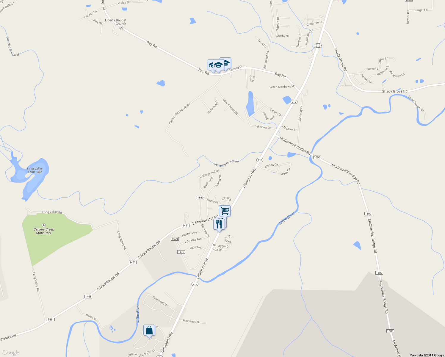 map of restaurants, bars, coffee shops, grocery stores, and more near 3208 Huntley Street in Spring Lake