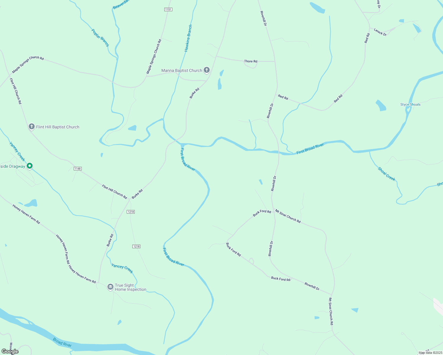 map of restaurants, bars, coffee shops, grocery stores, and more near 2218 Clary Road in Shelby