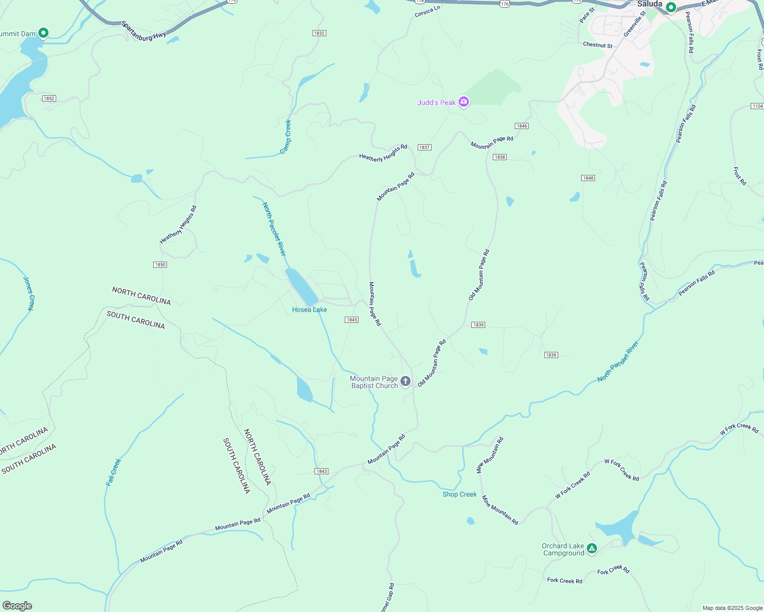 map of restaurants, bars, coffee shops, grocery stores, and more near 1567 Mountain Page Road in Saluda
