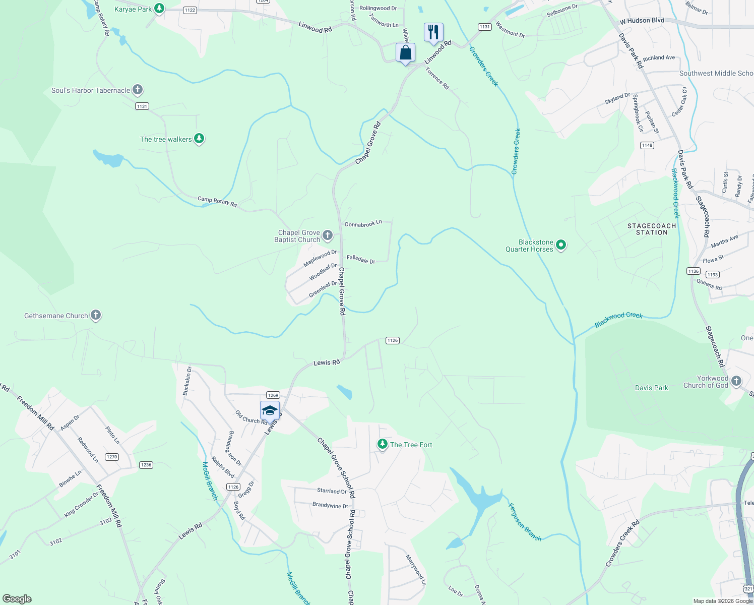 map of restaurants, bars, coffee shops, grocery stores, and more near in Gastonia