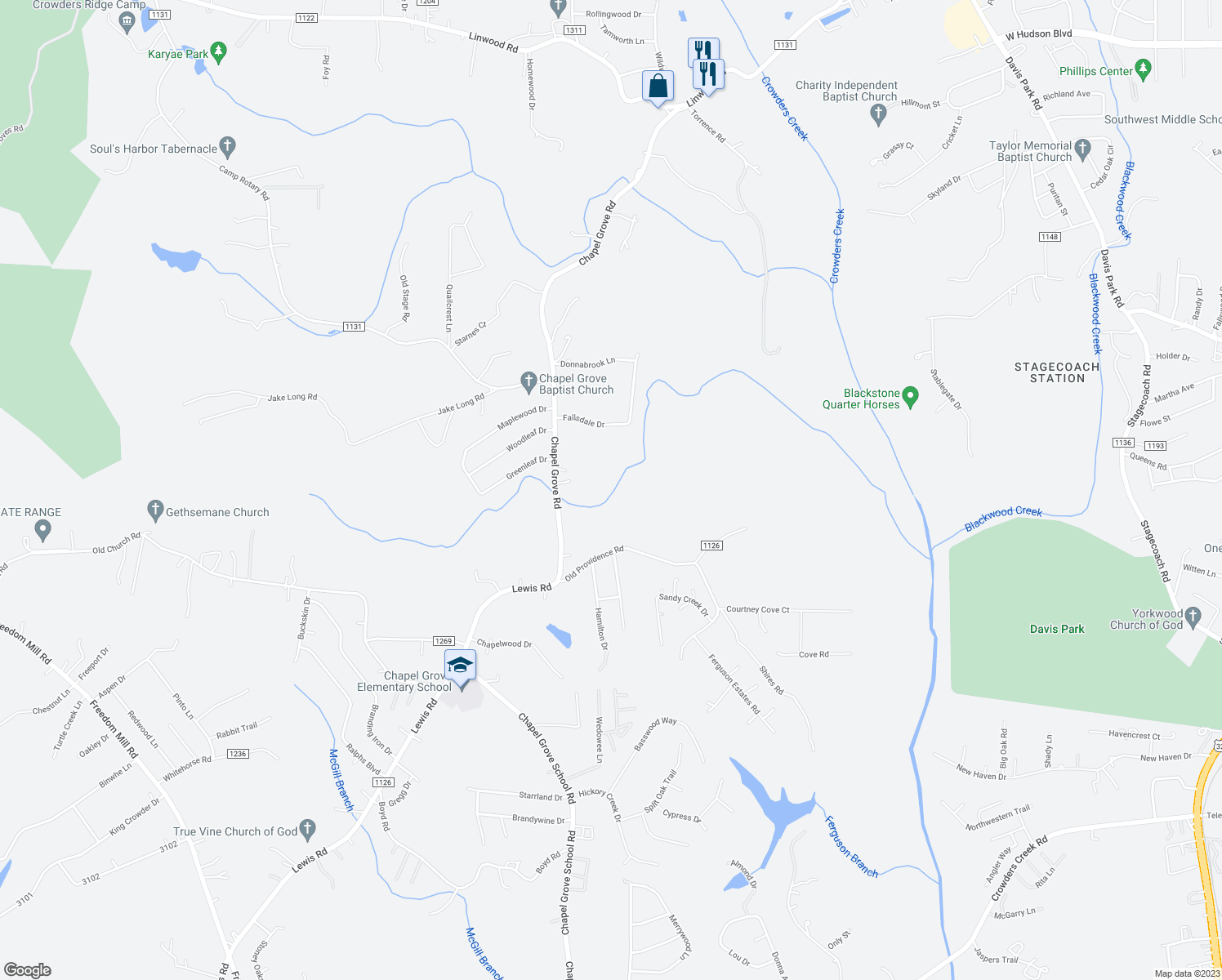 map of restaurants, bars, coffee shops, grocery stores, and more near in Gastonia