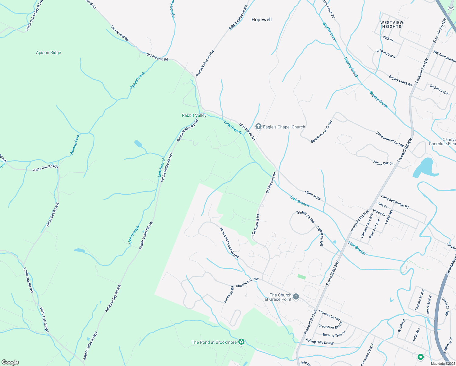 map of restaurants, bars, coffee shops, grocery stores, and more near Hidden Valley Road in Cleveland