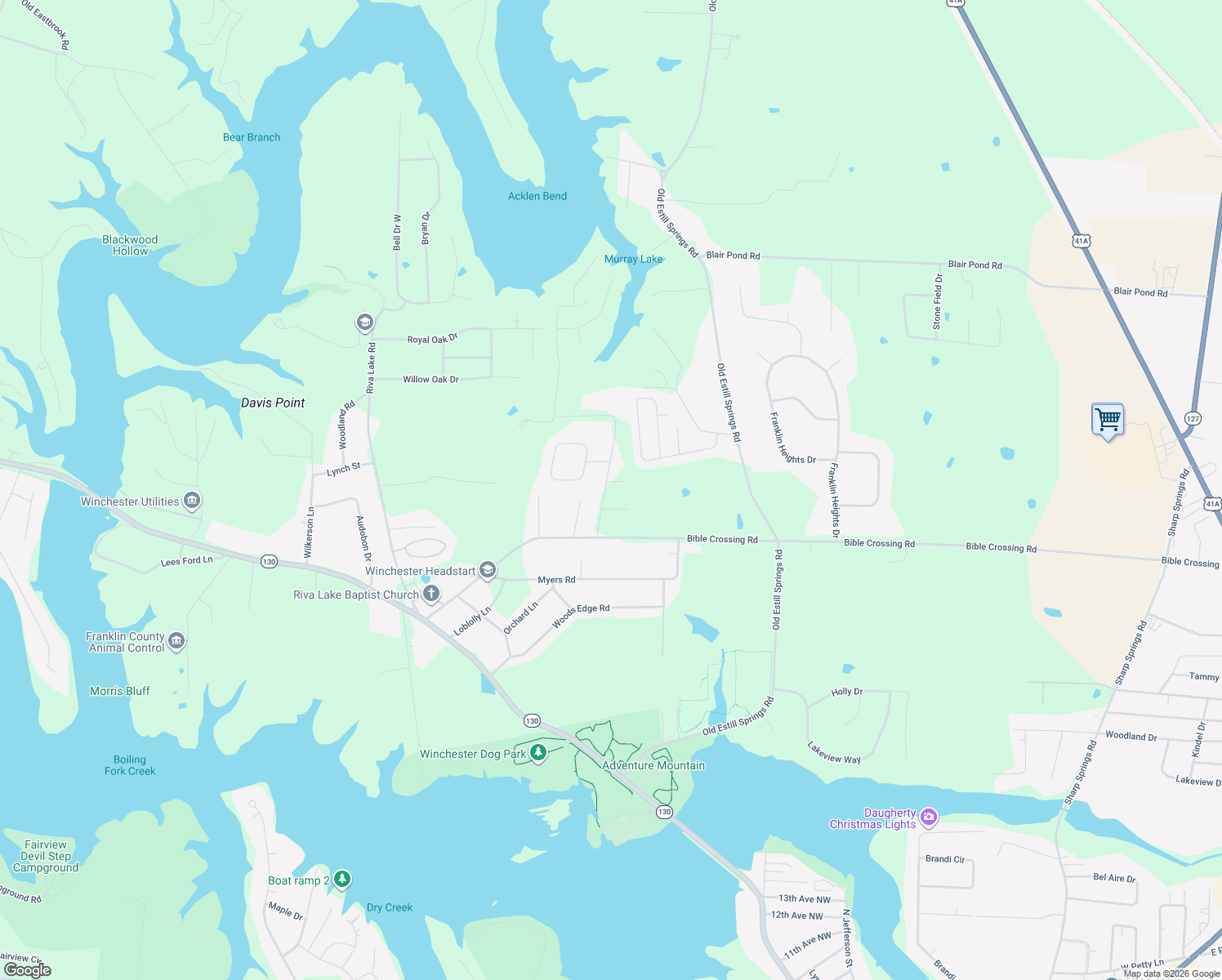 map of restaurants, bars, coffee shops, grocery stores, and more near 16 Westview Circle in Winchester