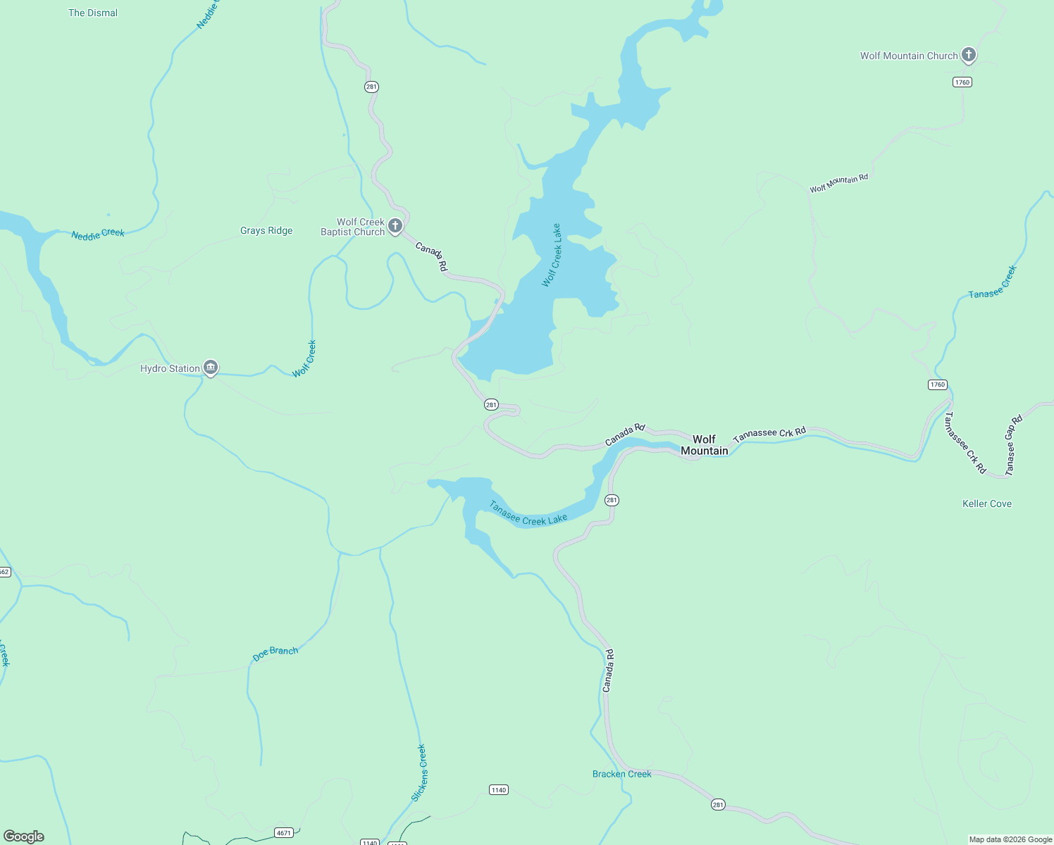 map of restaurants, bars, coffee shops, grocery stores, and more near 13393 Canada Road in Tuckasegee