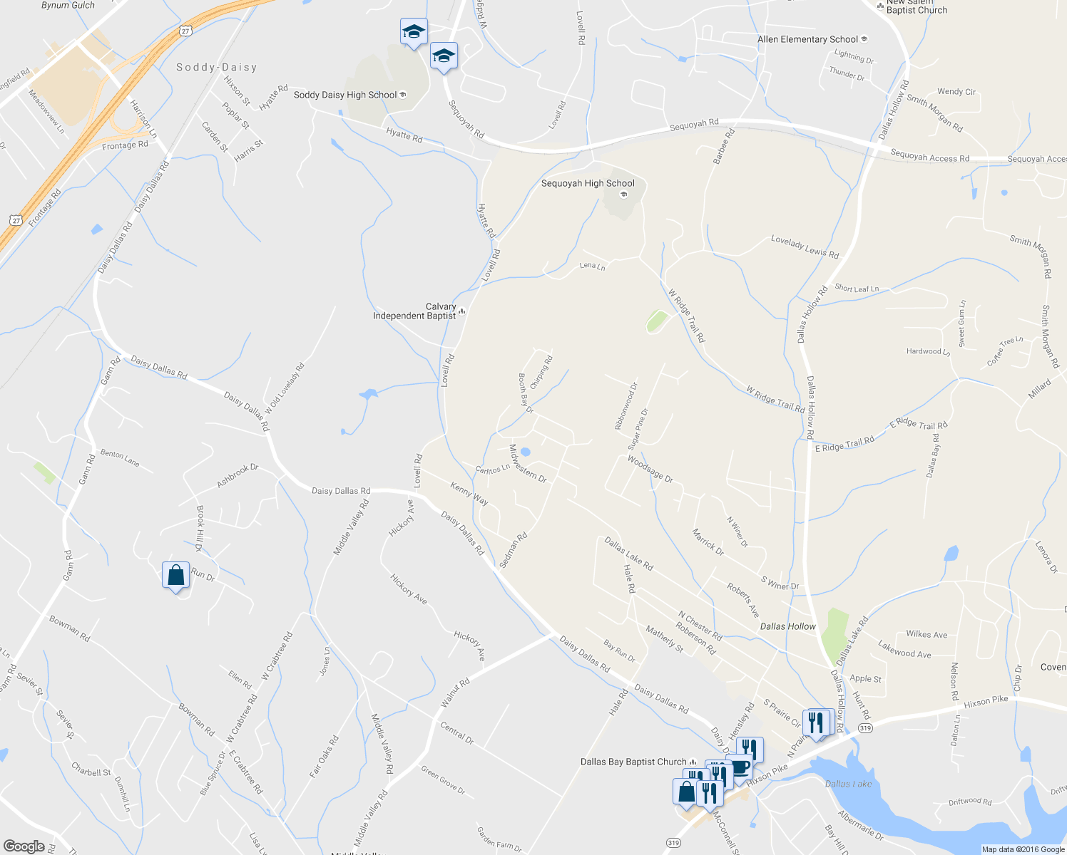 map of restaurants, bars, coffee shops, grocery stores, and more near 9060 Wood Dale Lane in Hamilton County