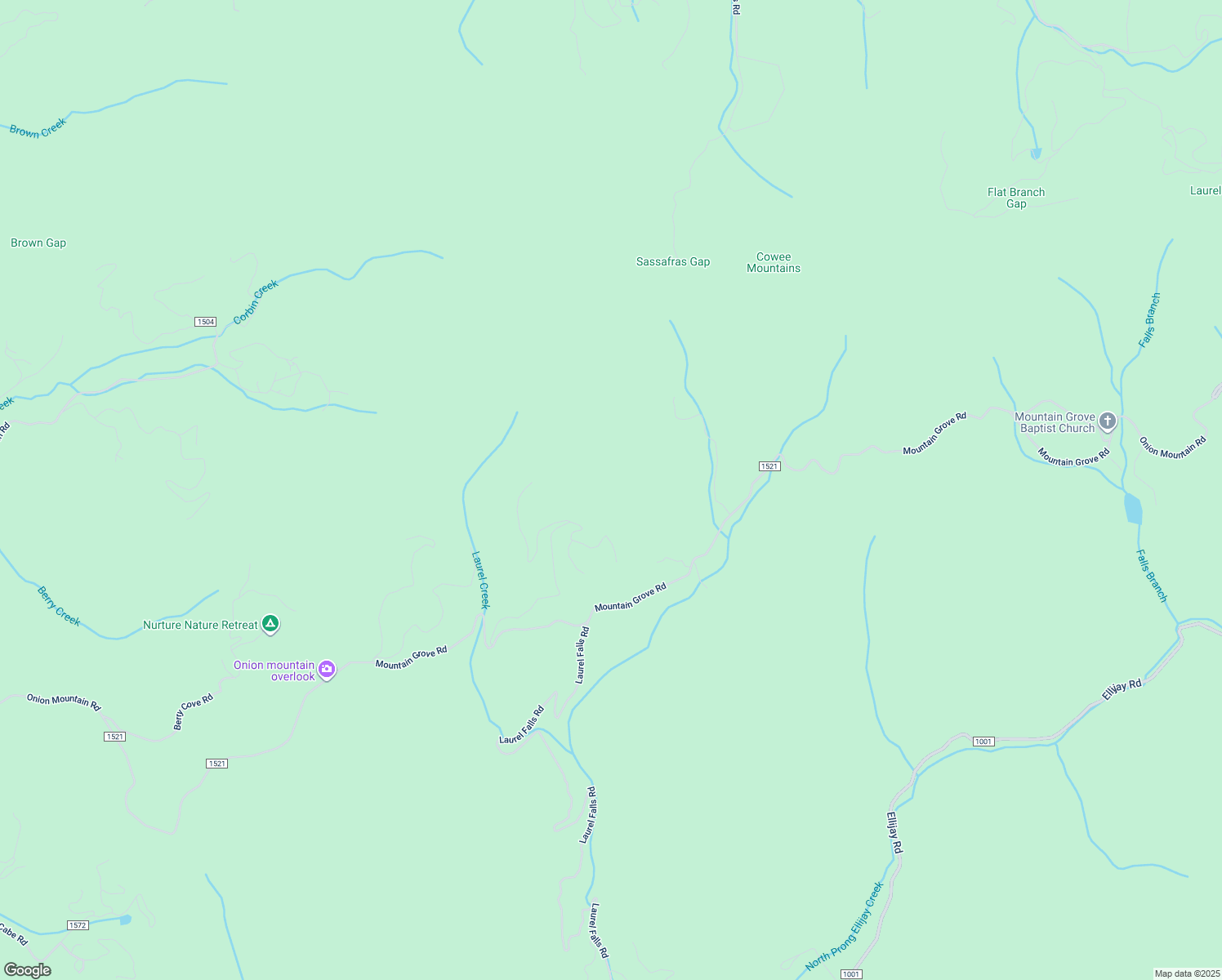 map of restaurants, bars, coffee shops, grocery stores, and more near Mountain Grove Road in Franklin